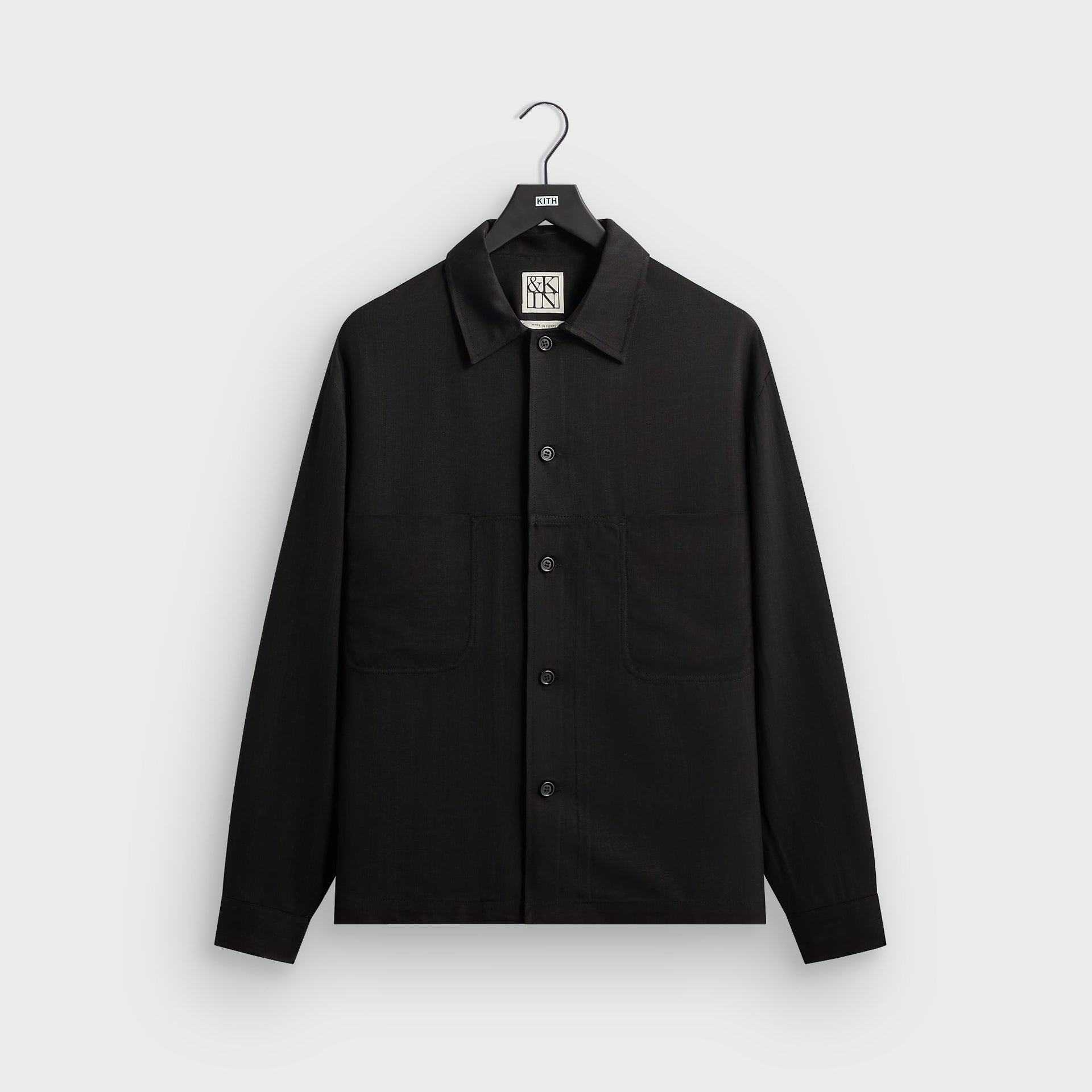 &Kin Textured Viscose Ace Buttondown - Black - PH