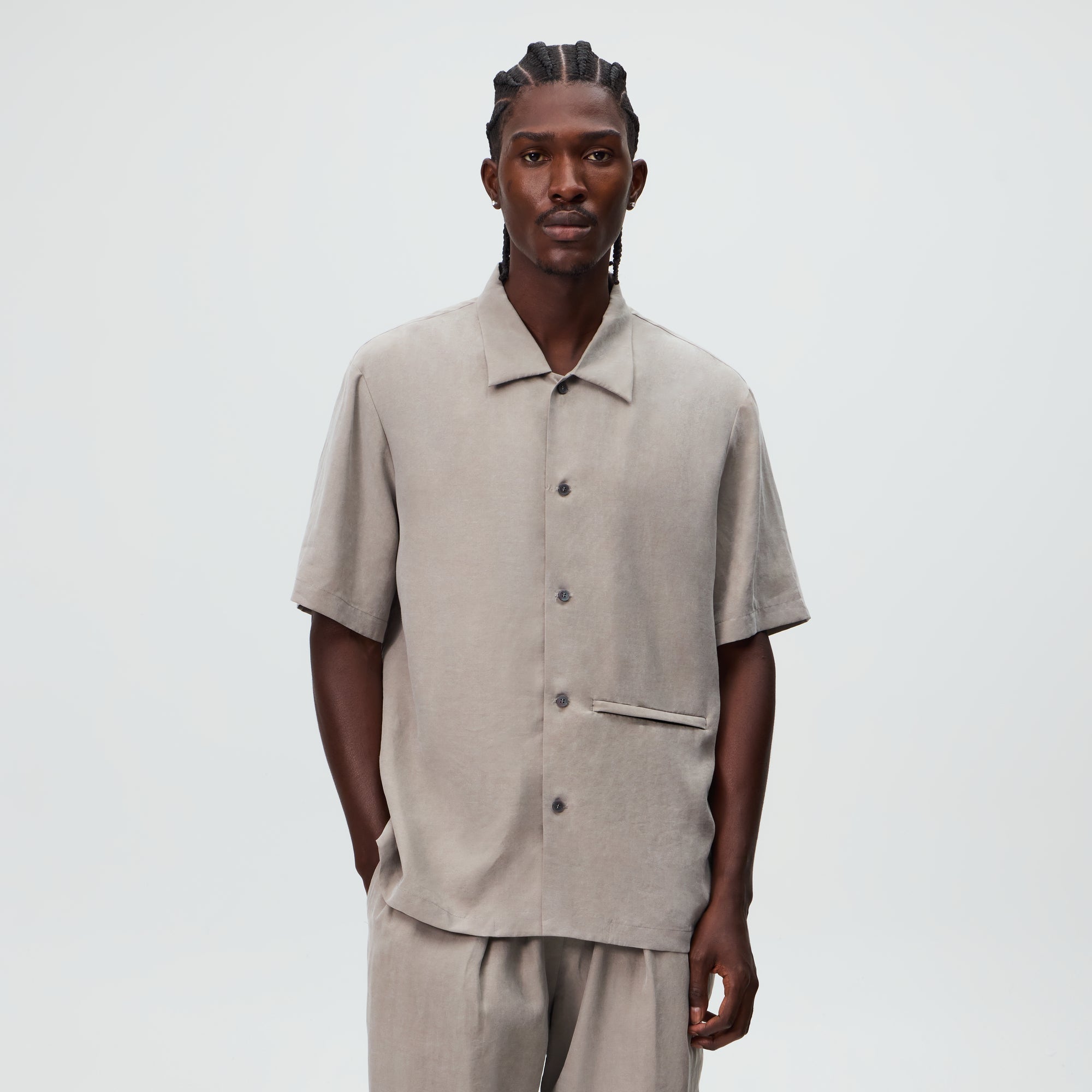 Dalmo ATELIER BRIO PECHINO Mサイズ コットンシルク &Kin Cupro Linen Davenport Buttondown Shirt - Astro – Kith Japan