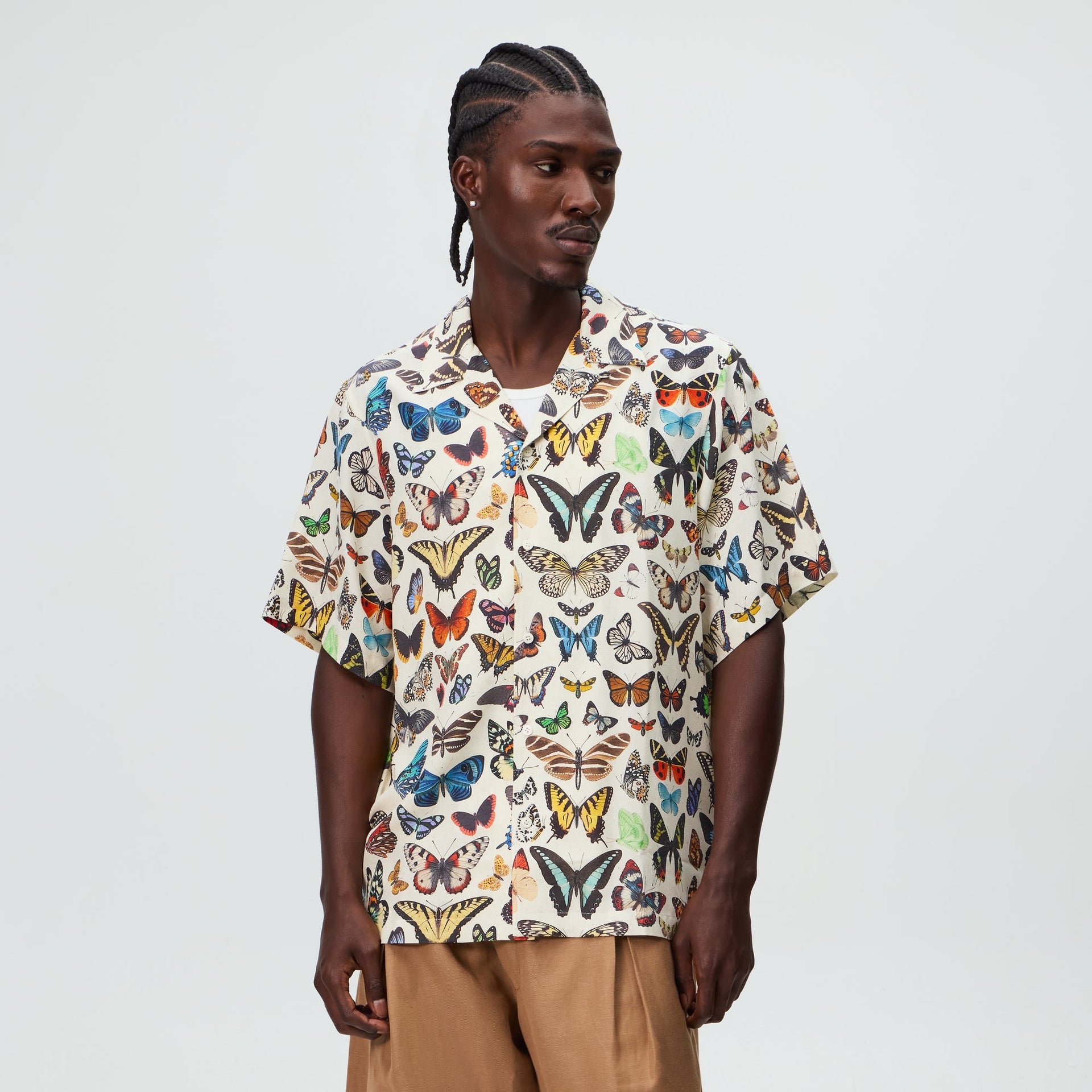 &Kin Butterfly Archive Thompson Camp Collar Shirt - Sandrift - PH