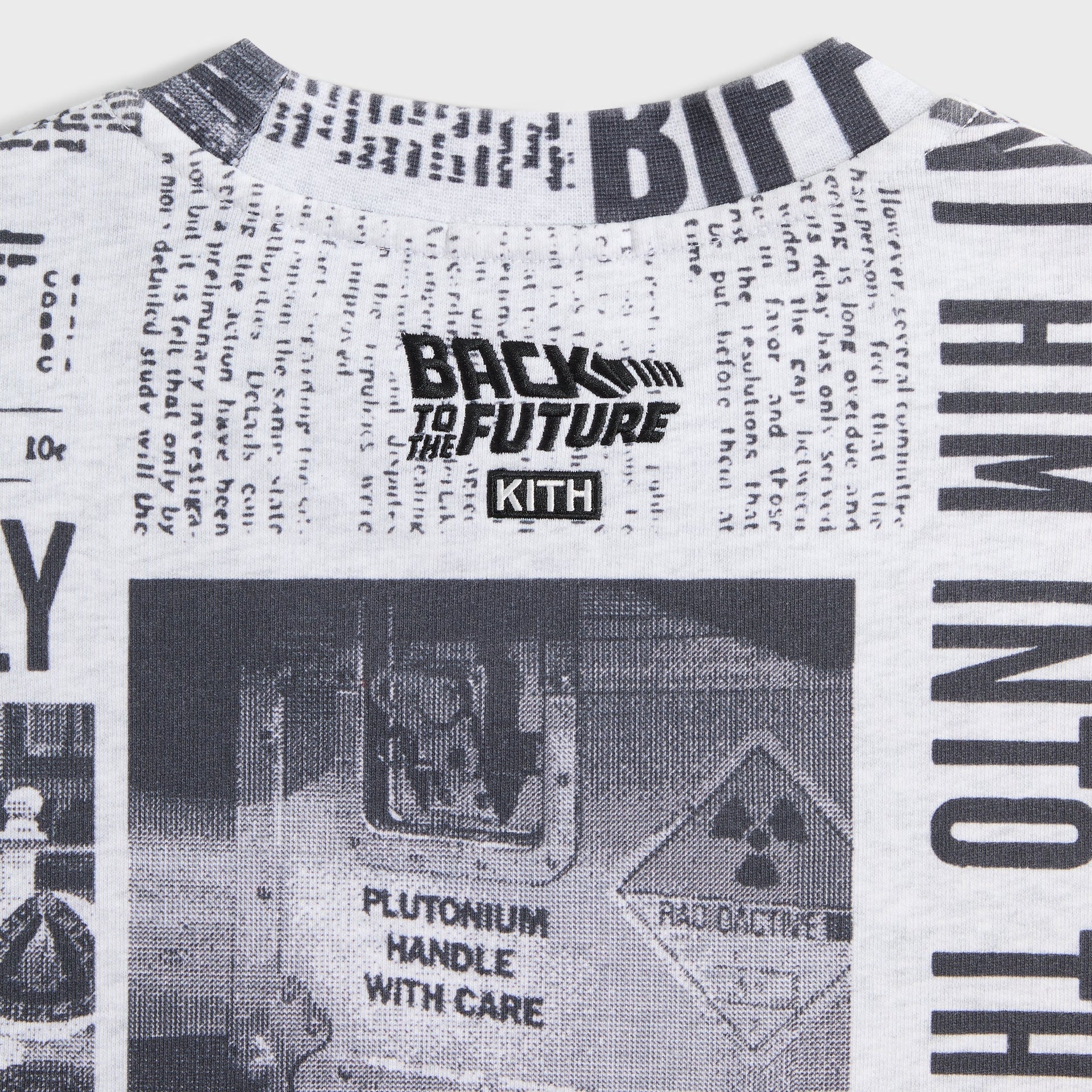 Kith for Back to the Future Newspaper All-Over Printed Nelson Crewneck - Light Heather Grey - PH