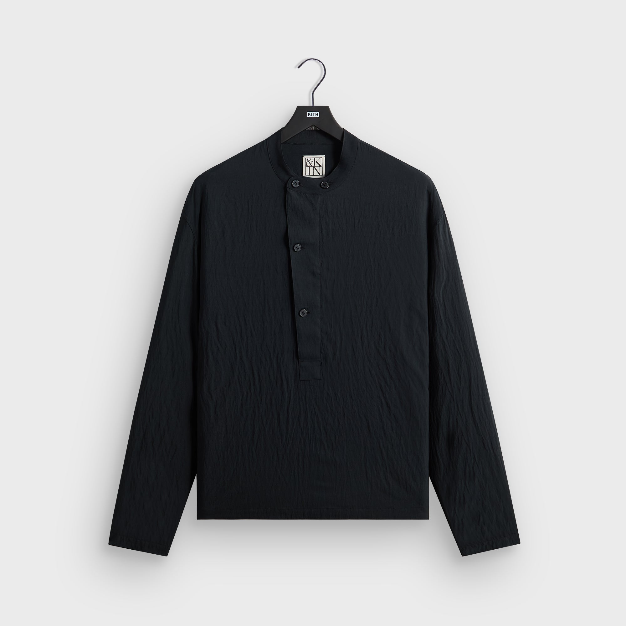 kyyk プロフ必読 　　　　　SHIRT ブラック　黒 &Kin Wrinkle Cupro Leven Shirt - Black - PH – Kith Japan