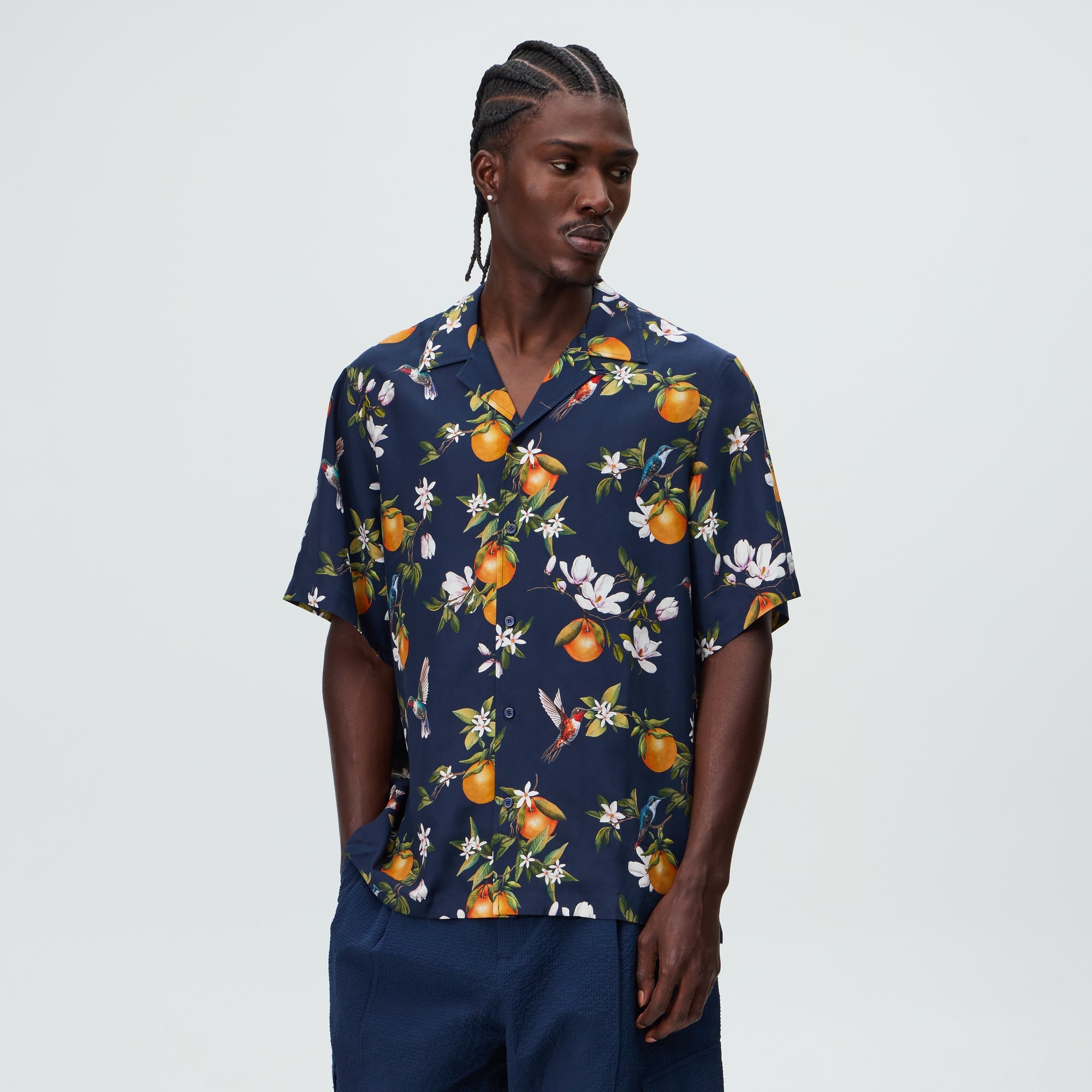 &Kin Citrus Garden Thompson Camp Collar Shirt - Nocturnal – Kith Japan