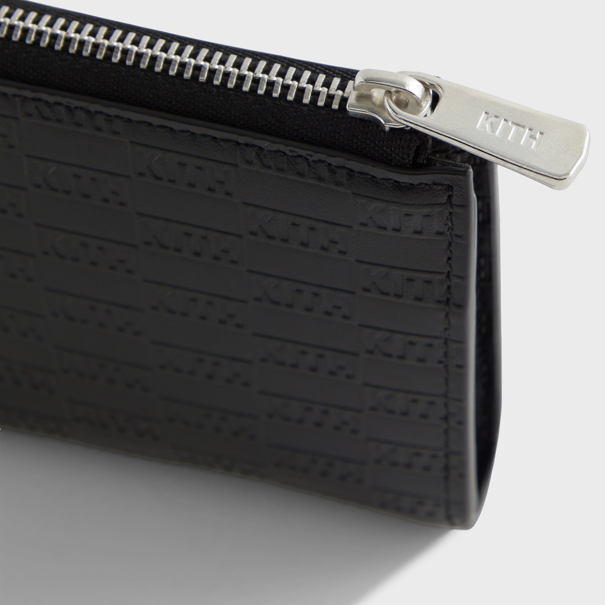 Kith Monogram Leather Half Zip Wallet - Black – Kith Japan