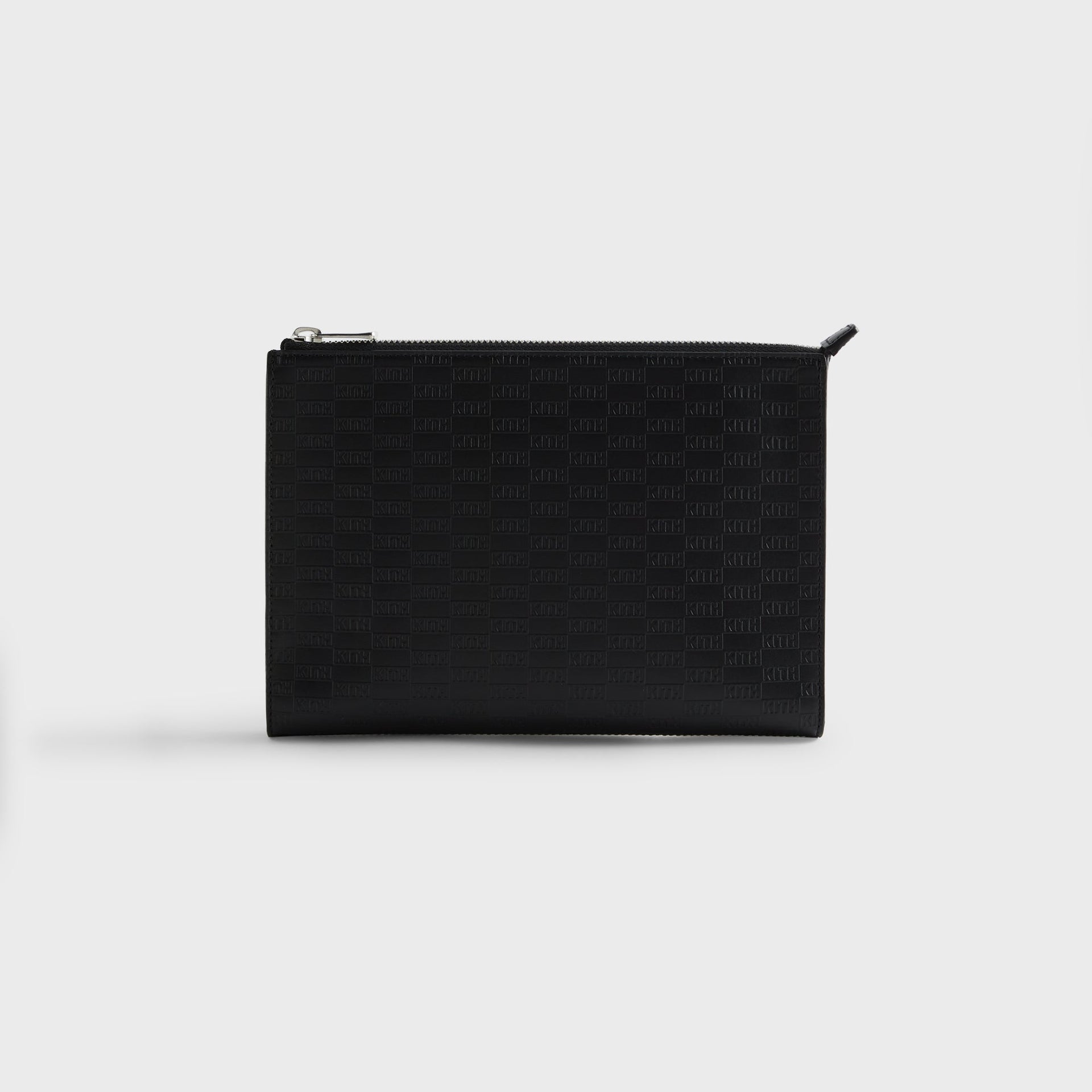 Kith Monogram Leather Zipper Pouch - Black