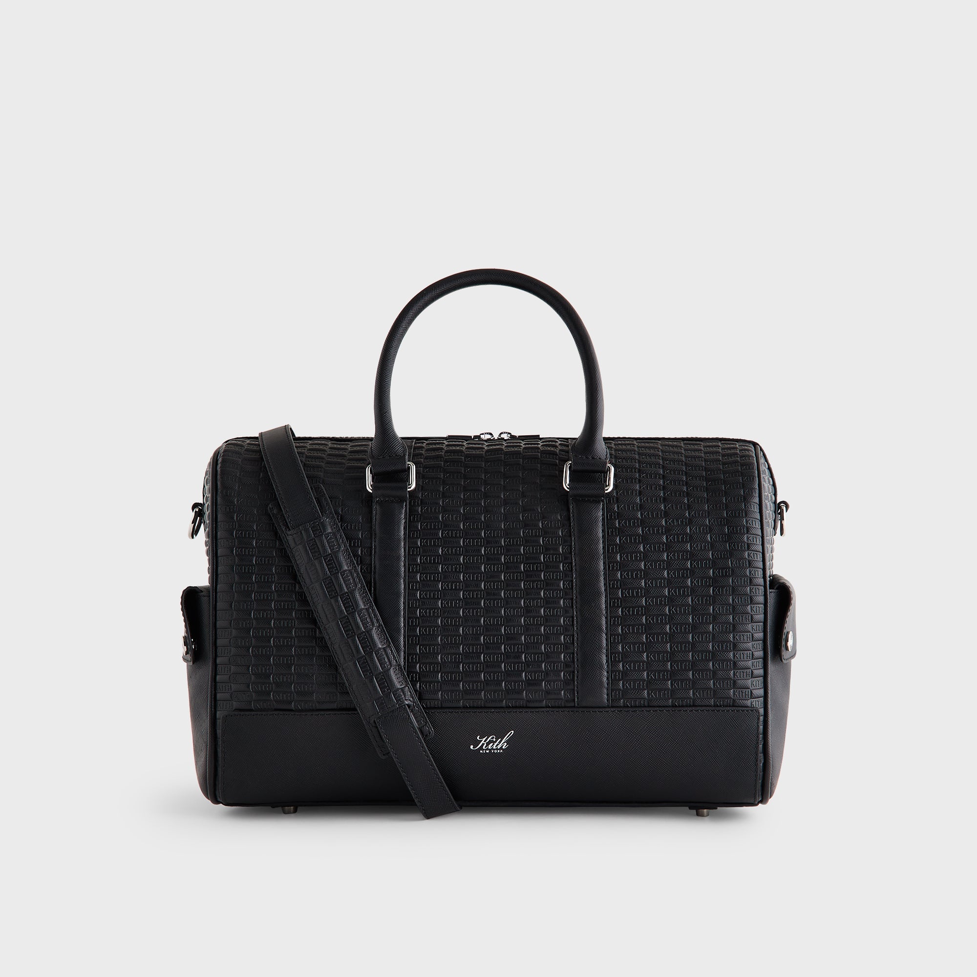 Kith Monogram Leather Explorer Traveler K40 Duffle Bag - Black