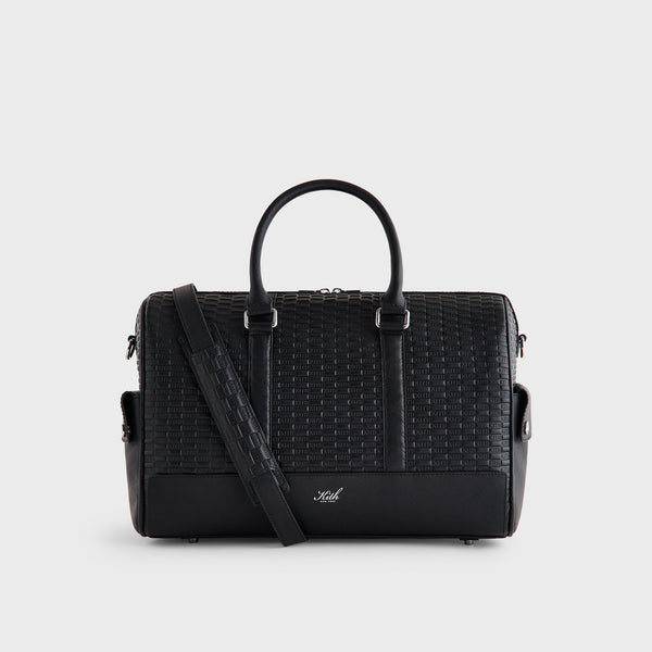 Kith Monogram Leather Explorer Traveler K40 Duffle Bag - Black