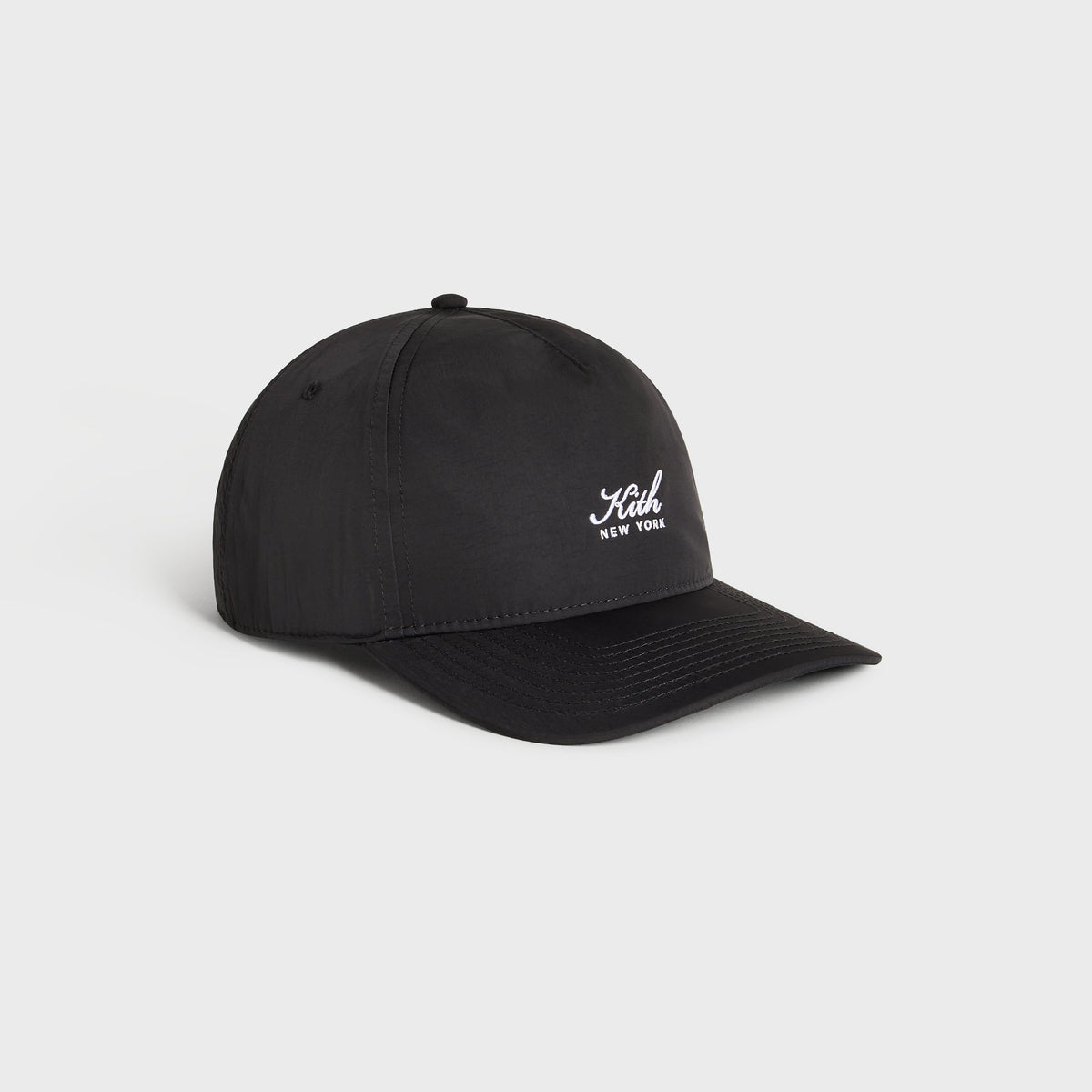 Kith Script Wrinkle Nylon Bay Low Pinch Crown Snapback - Black