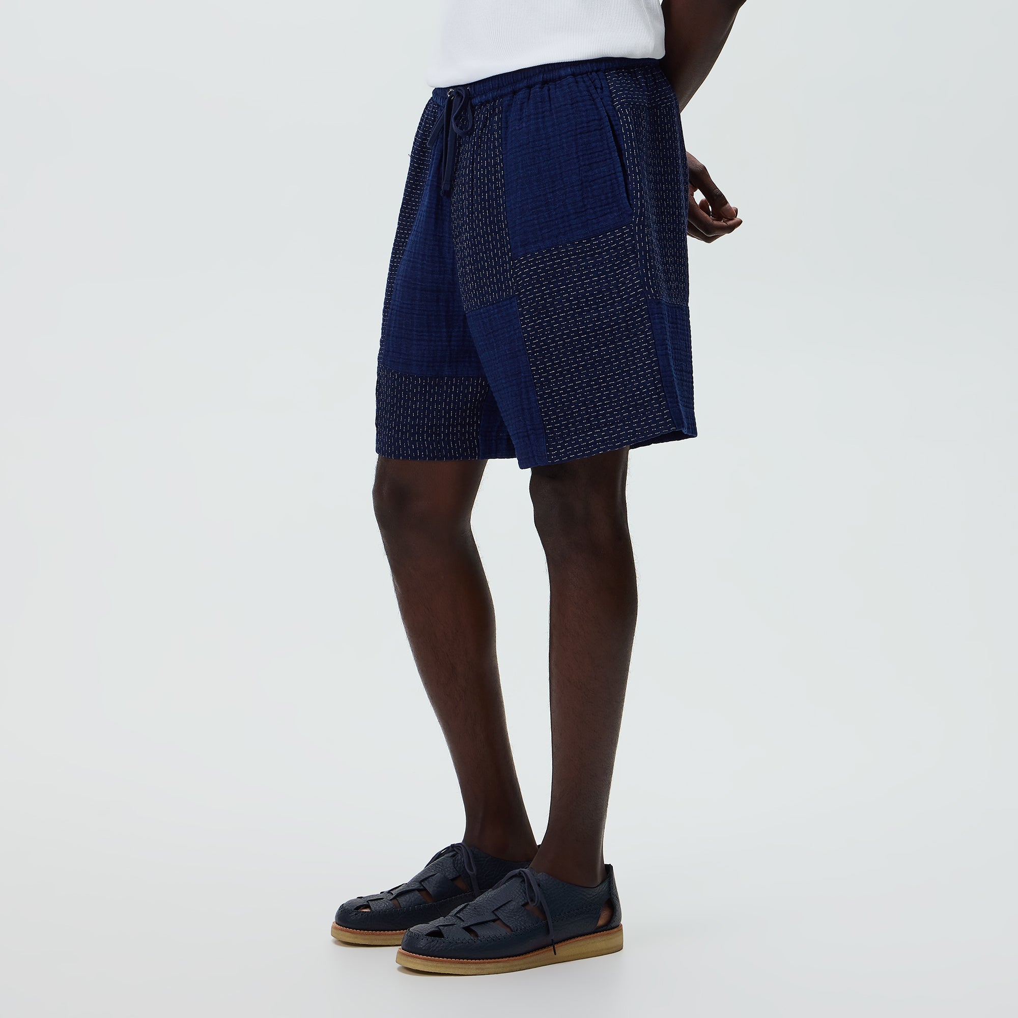 Kith Stitched Patchwork Curtis Short - Mid Indigo – Kith Japan