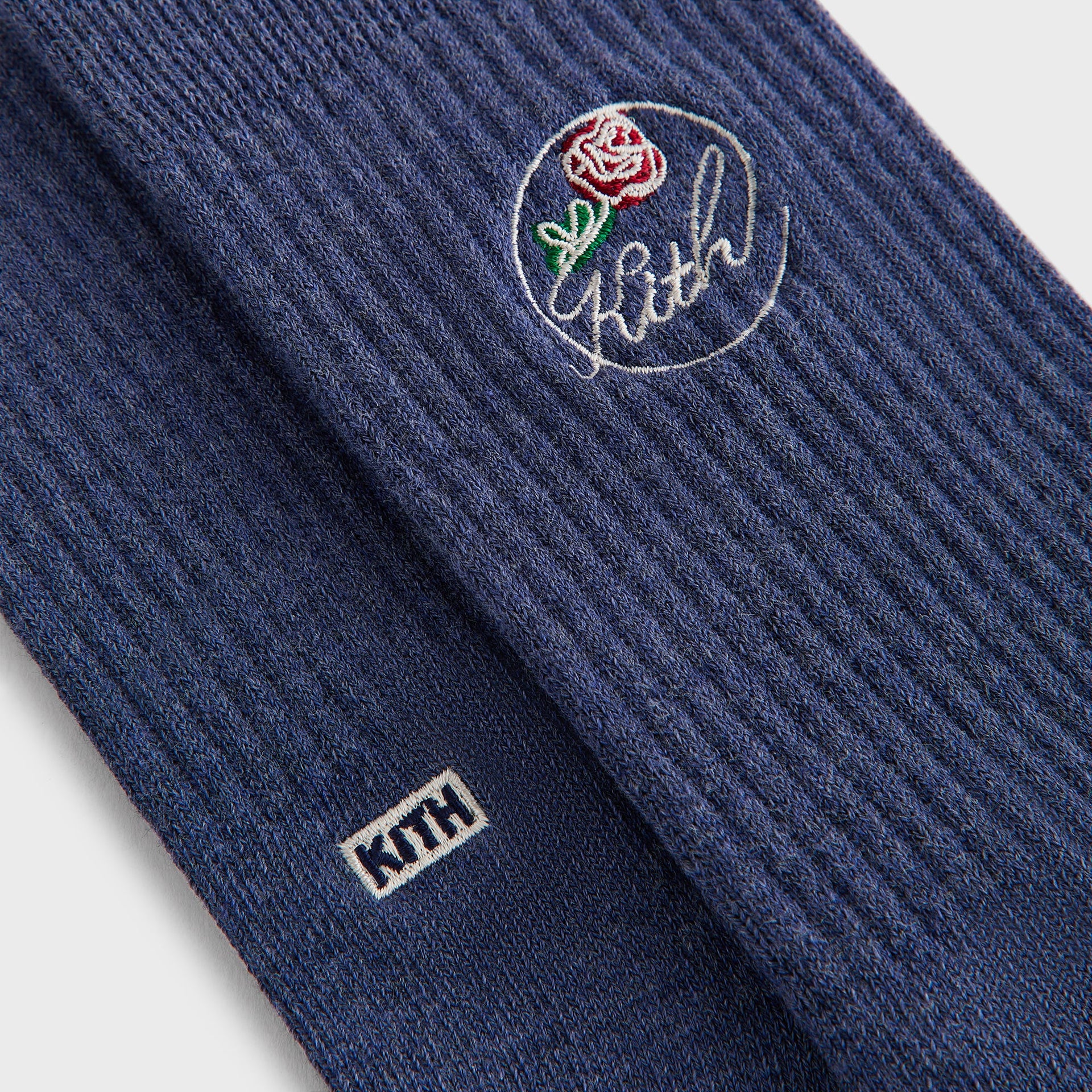 Kith Rose Script Cotton Crew Socks - Elevation Heather