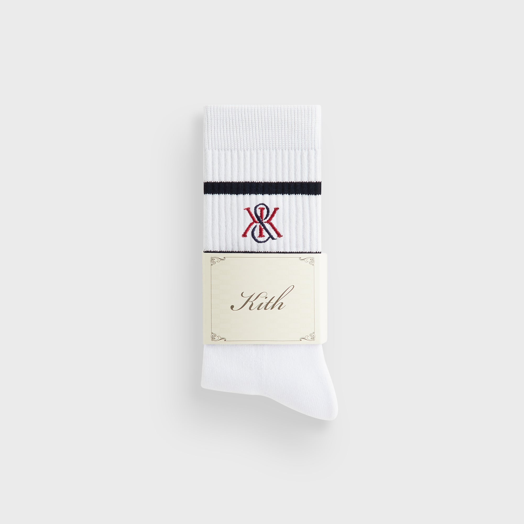 Kith 3-Pack K Crest Striped Cotton Crew Socks - White – Kith Japan