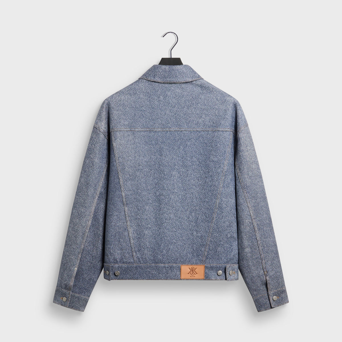 Kith Leather Denim Dario Trucker Jacket - Mid Indigo