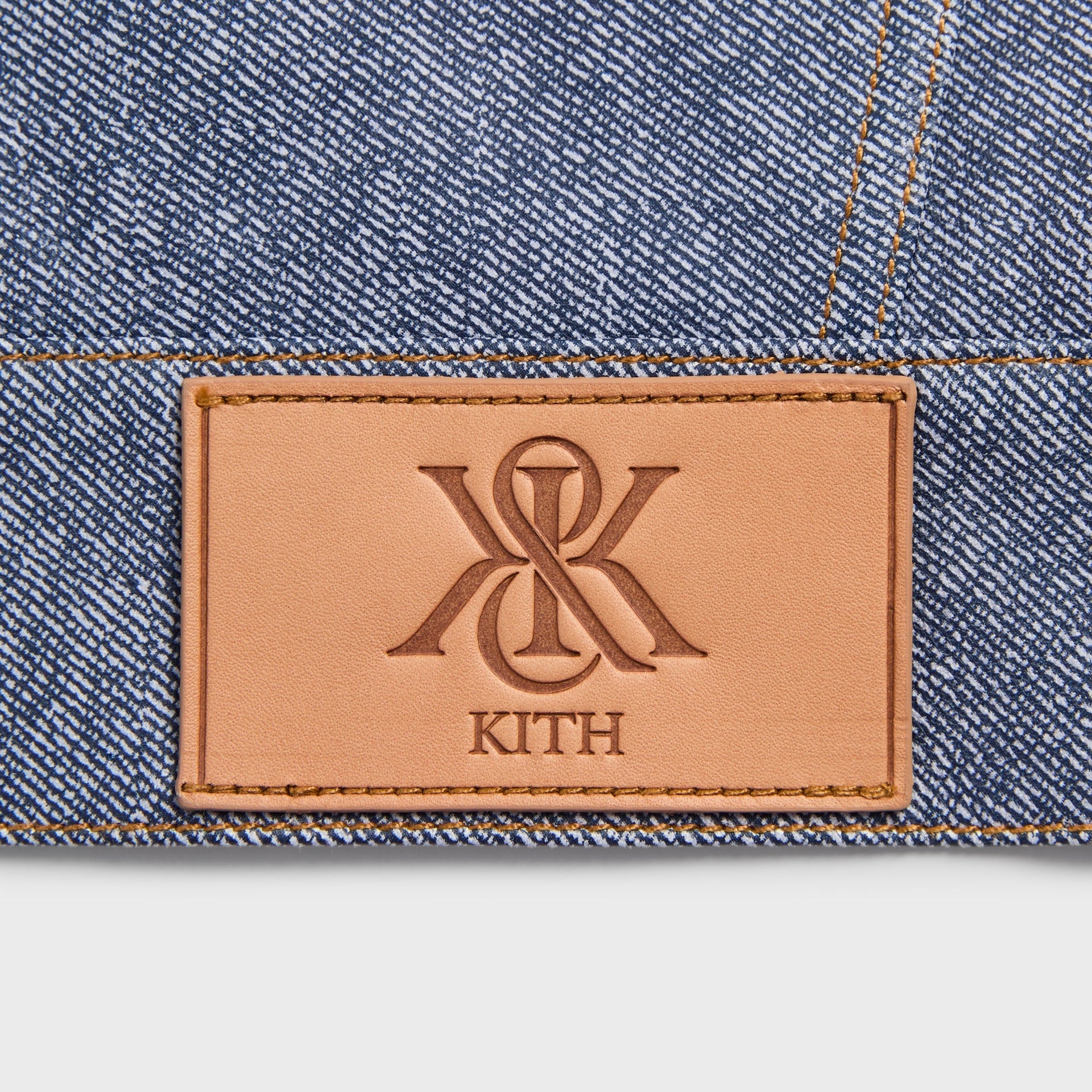 Kith Leather Denim Dario Trucker Jacket - Mid Indigo - PH