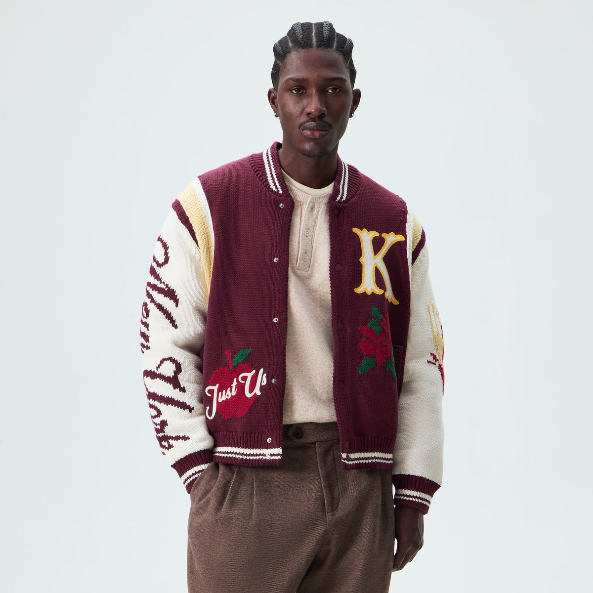 Kith Porter Varsity Knit Bomber Jacket - Magma