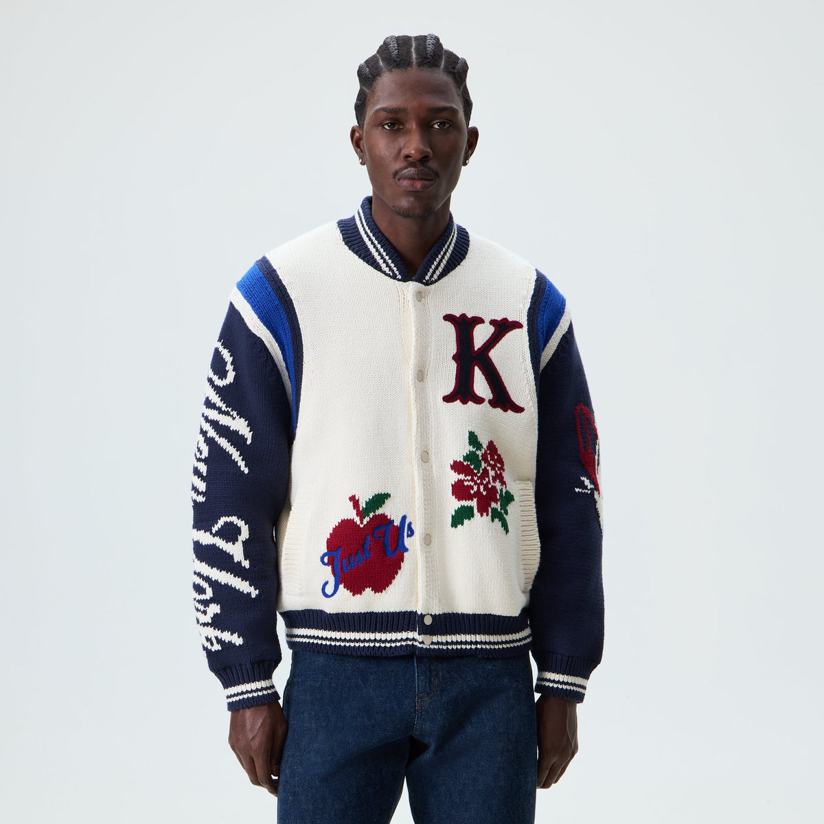 Kith Porter Varsity Knit Bomber Jacket - Sandrift
