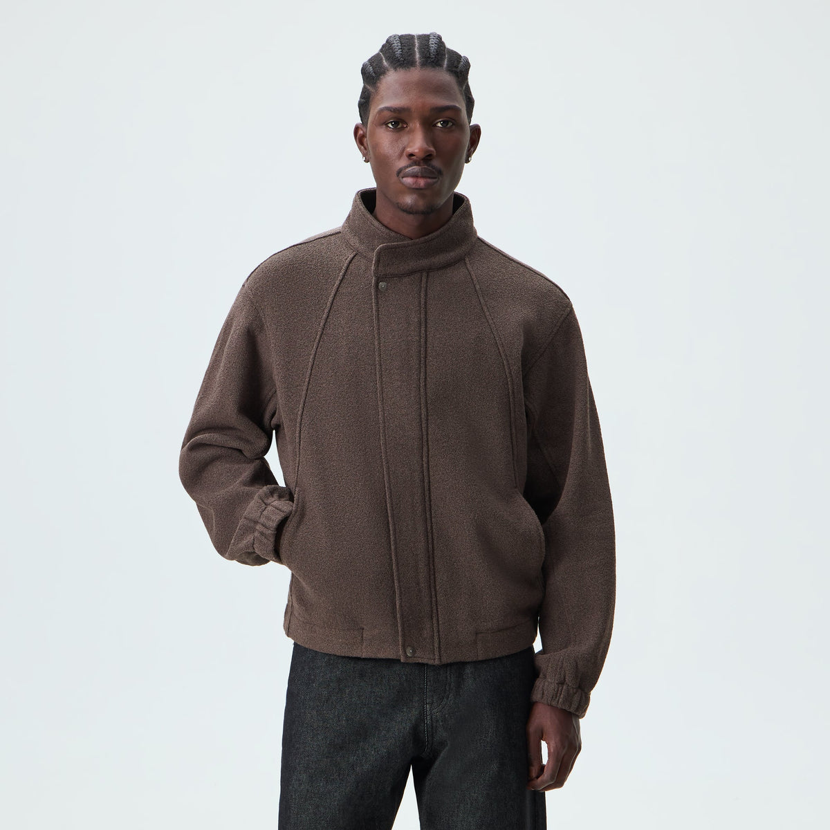 &Kin Crepe Fleece Phillip Jacket - Pecan