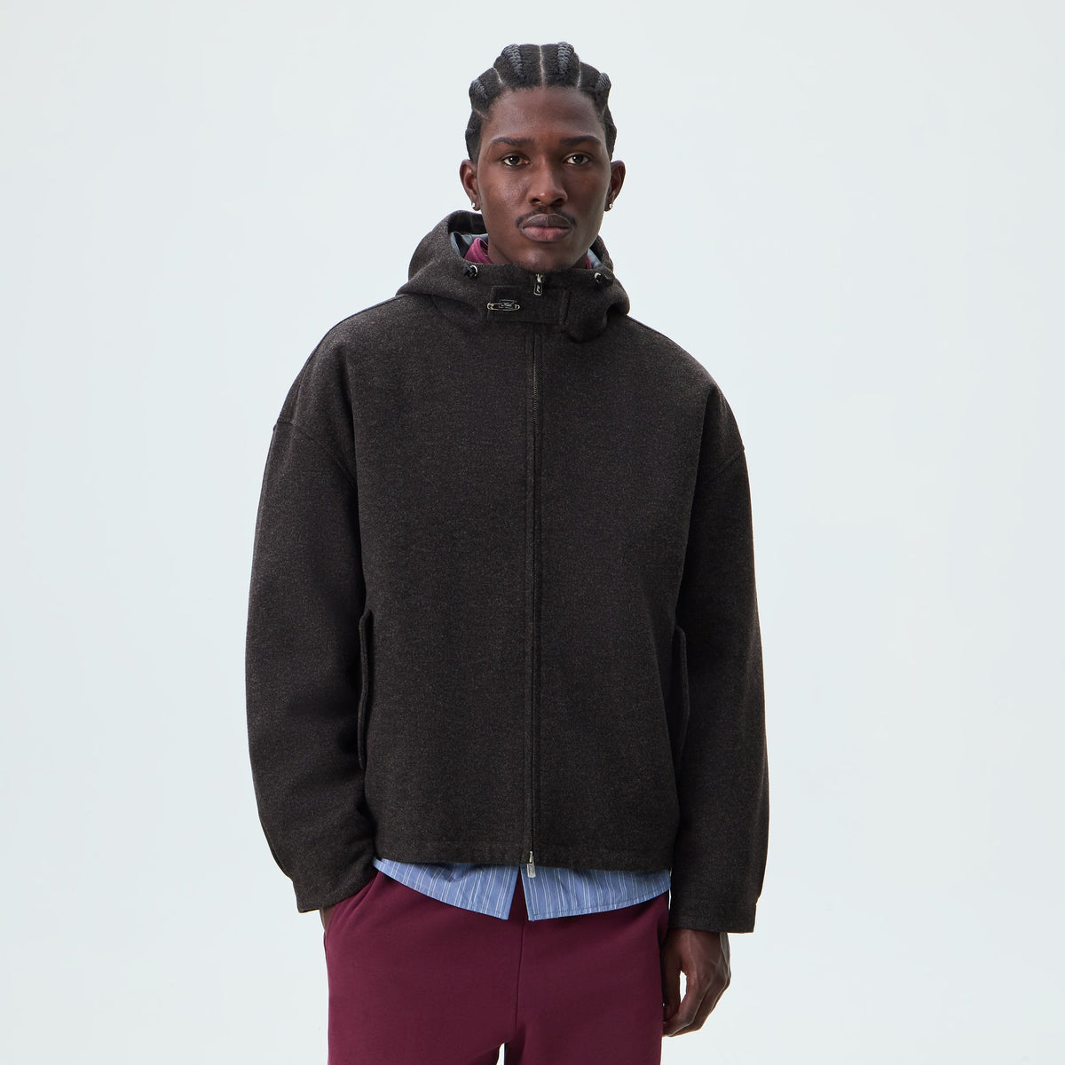Kith Felted Jersey Matteo Zip Up Hoodie - Dark Heather Grey