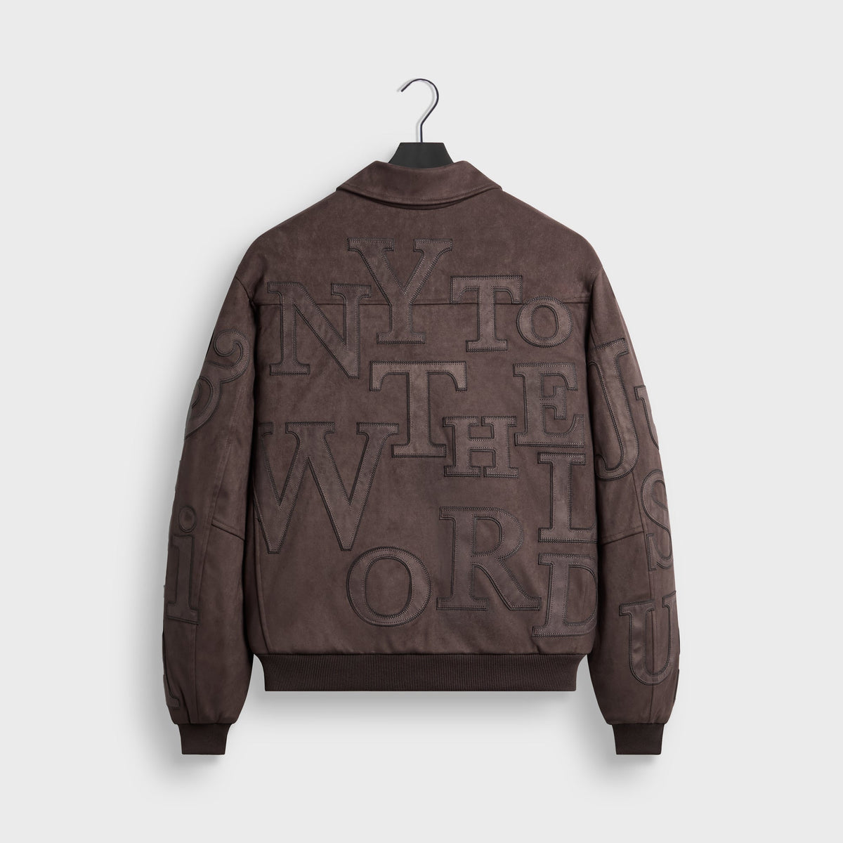 Kith Microsuede Varsity Coaches Jacket - Dark Ash