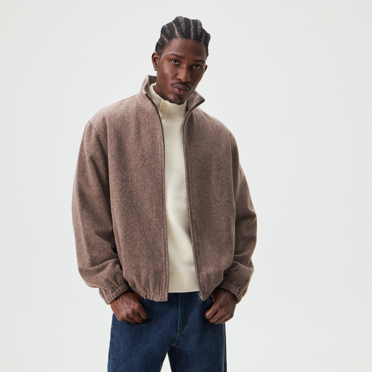 &Kin Wool Cashmere Stephen Track Jacket - Kindling