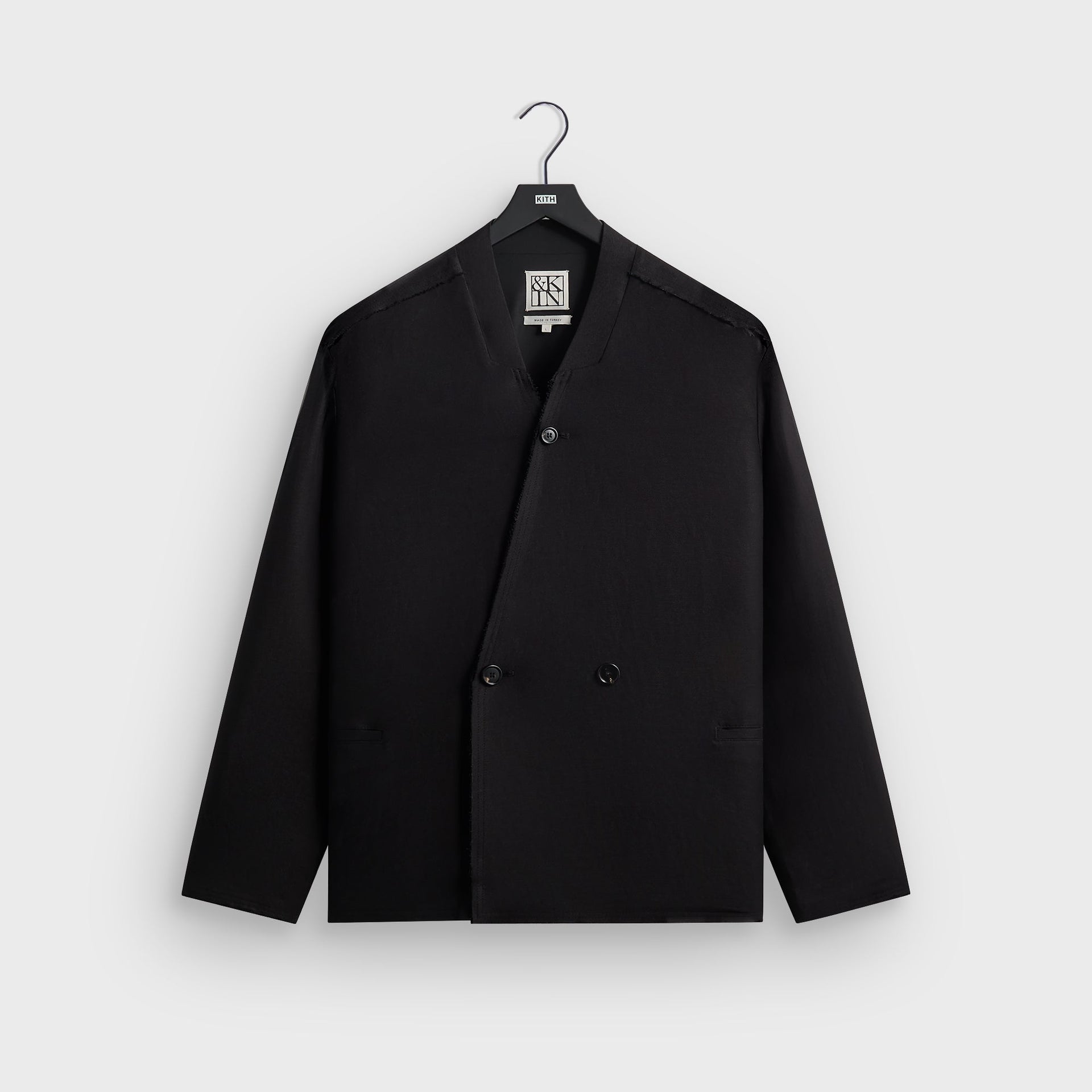 &Kin Long Sleeve Linen Rayon Twill Mathis Shirt - Black - PH