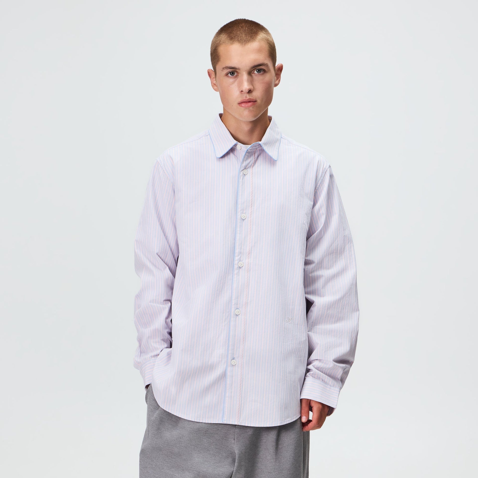 Kith Striped Poplin Georgie Shirt - Hydrangea - PH