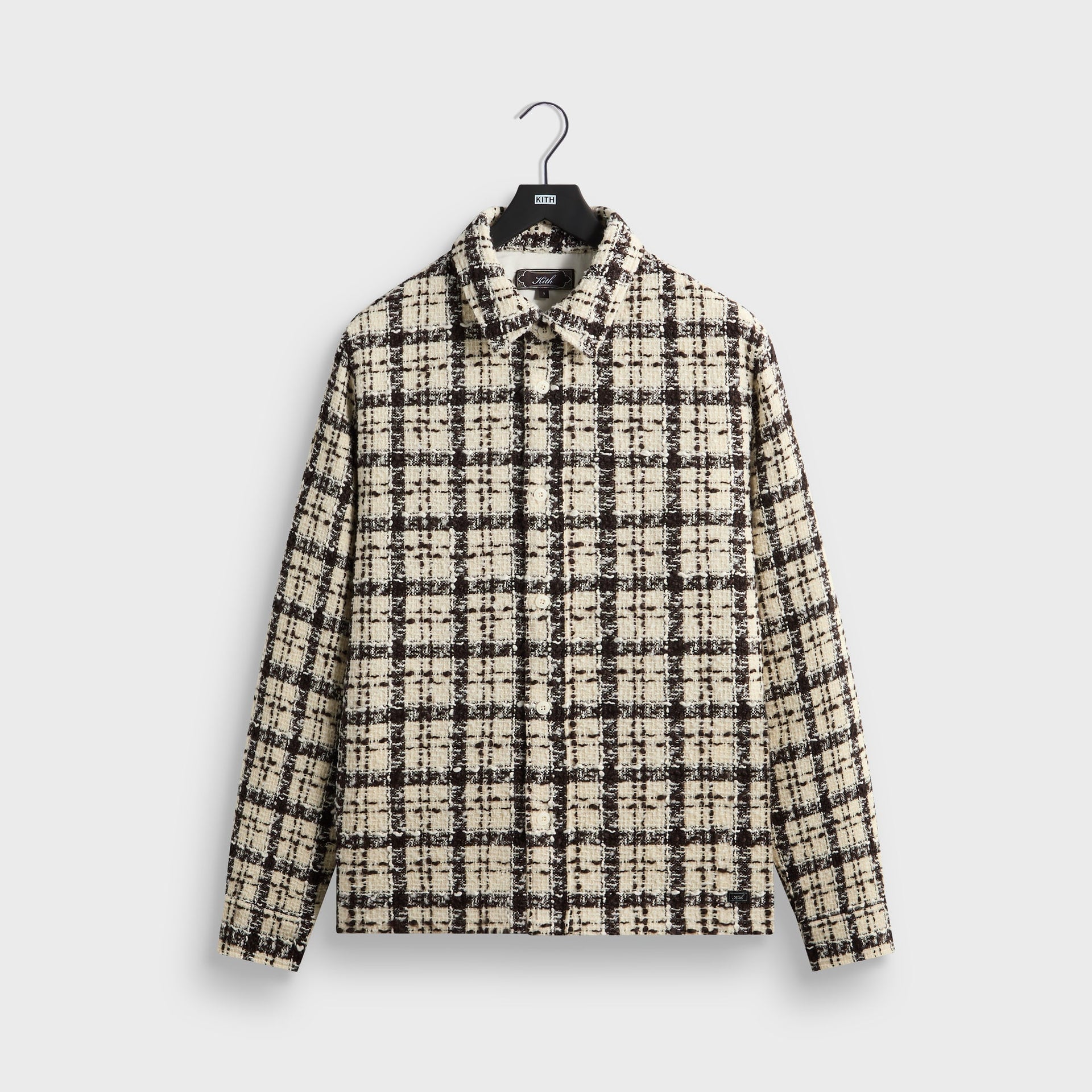 Kith Boucle Plaid Boxy Collared Overshirt - Sandrift