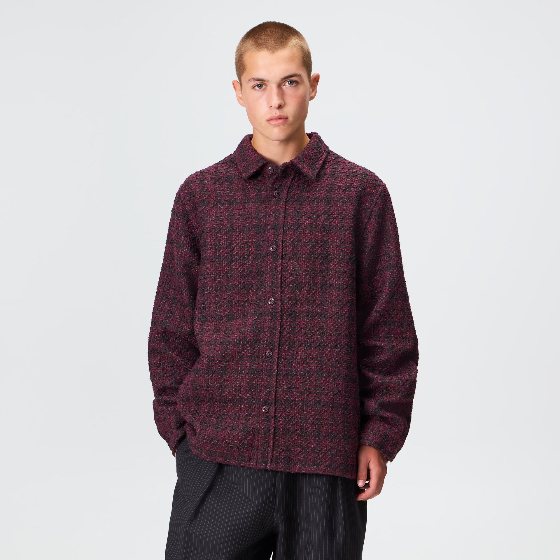 Kith Boucle Plaid Boxy Collared Overshirt - Essence