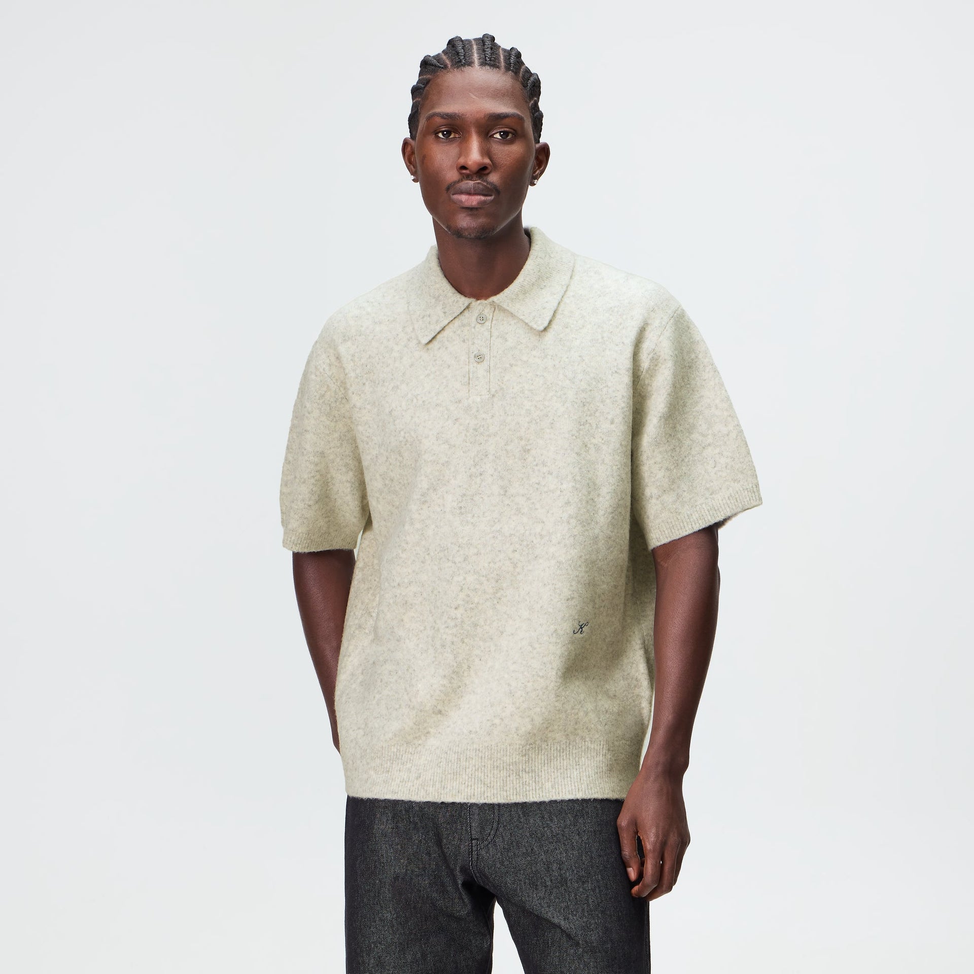Kith Boucle Tobey Polo - Light Heather Grey