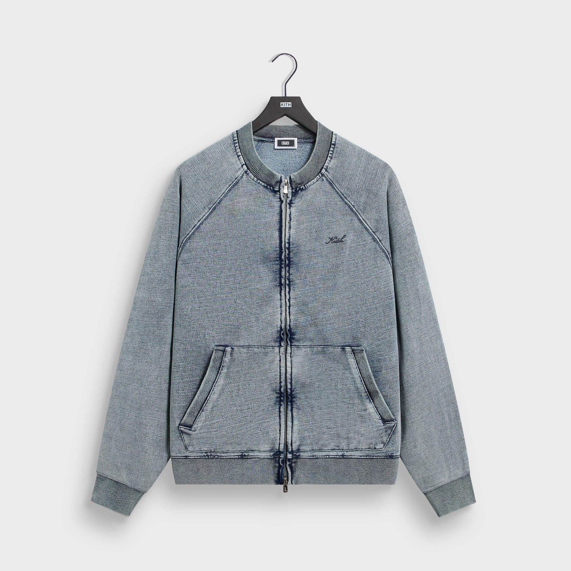 Kith Indigo Fleece Linus Full Zip Crewneck - Light Indigo
