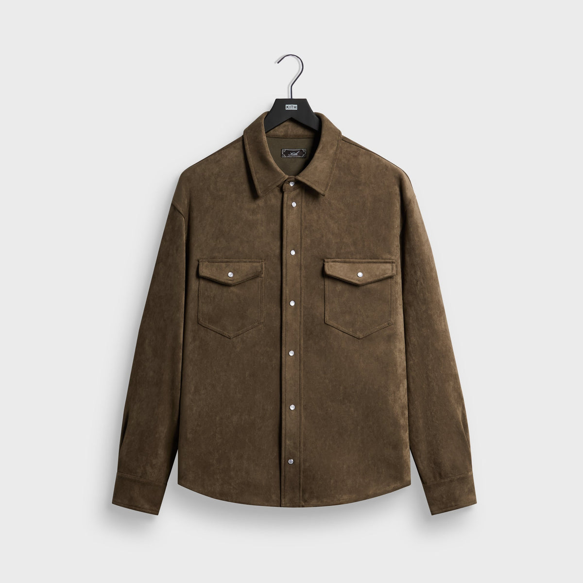 Kith Brushed Microsuede Long Sleeve Warwick Shirt - Armadillo