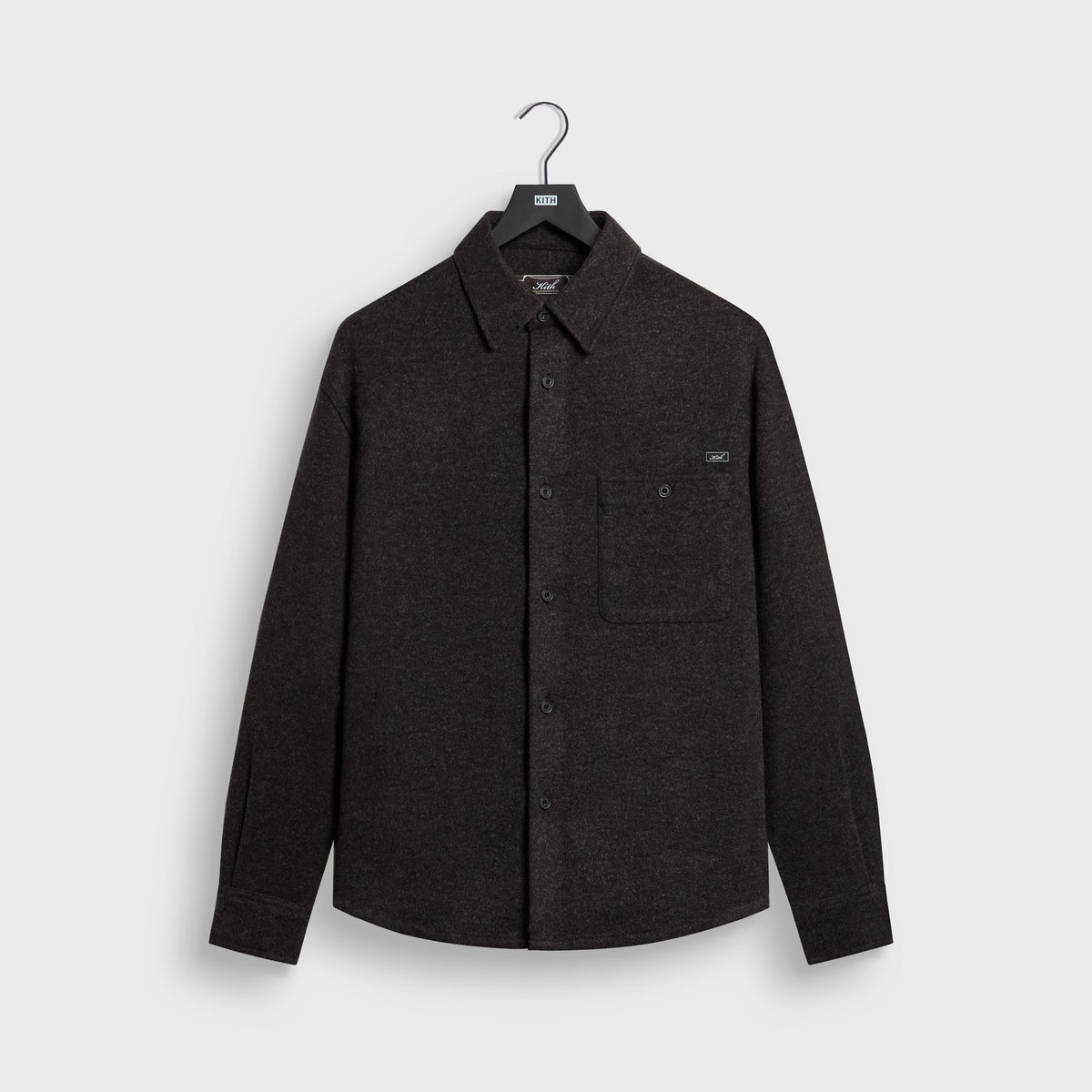 Kith Felted Jersey Tomas Buttondown Shirt - Dark Heather Grey