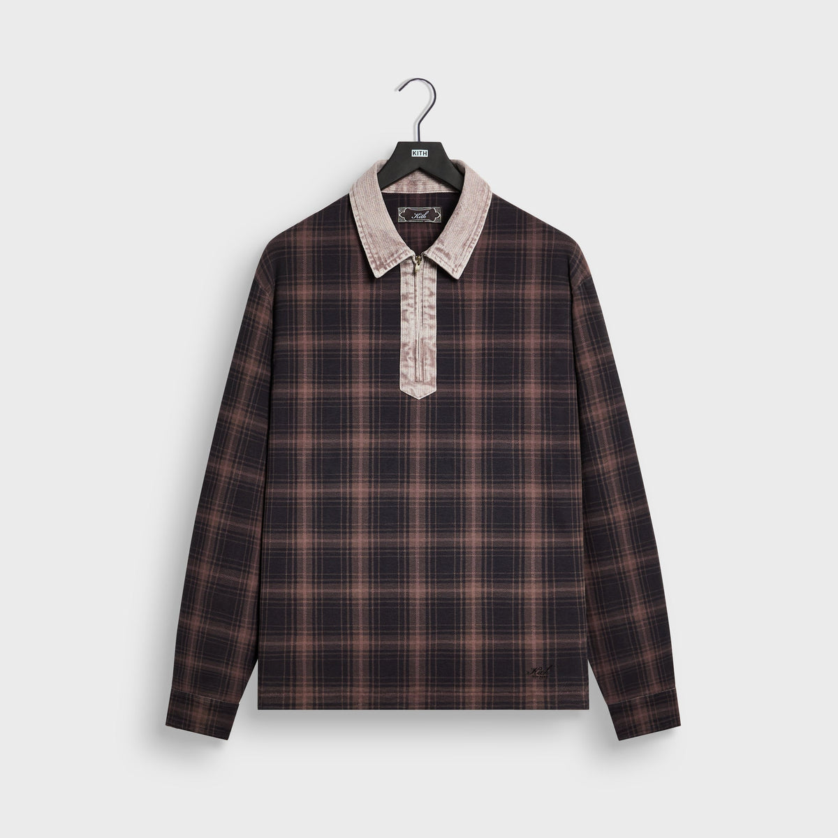 Kith Plaid Jersey Kurt Quarter Zip - Ascot