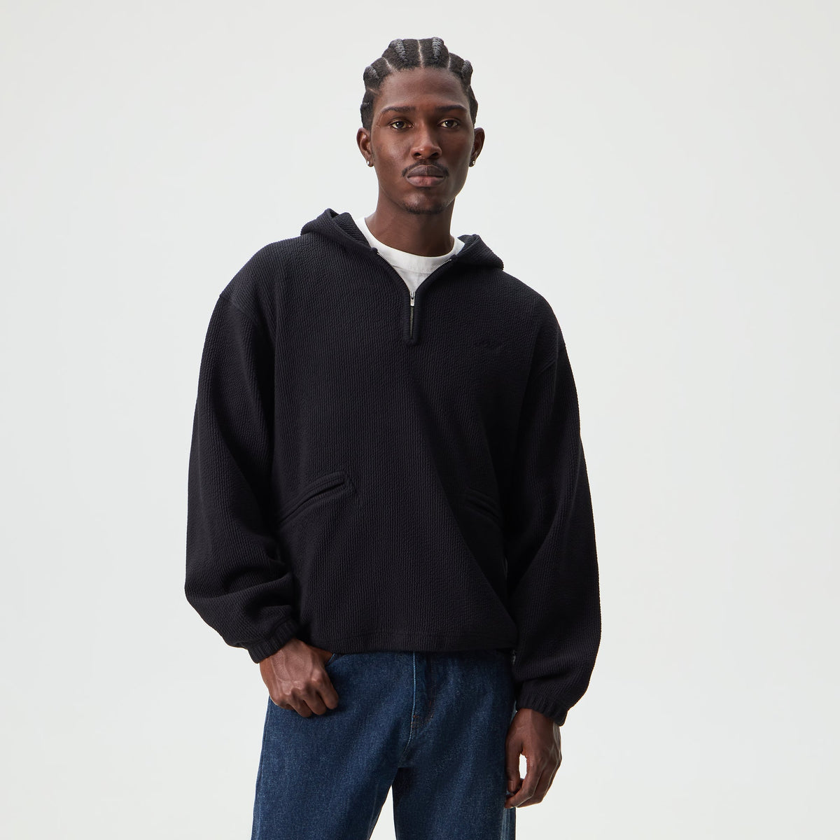 Kith Heavy Crepe Wilder Quarter Zip Hoodie - Black