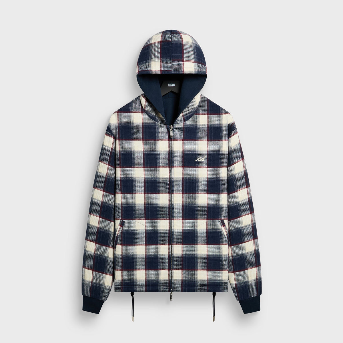 Kith Reversible Waffle Plaid Khenny Zip-up Hoodie - Nocturnal