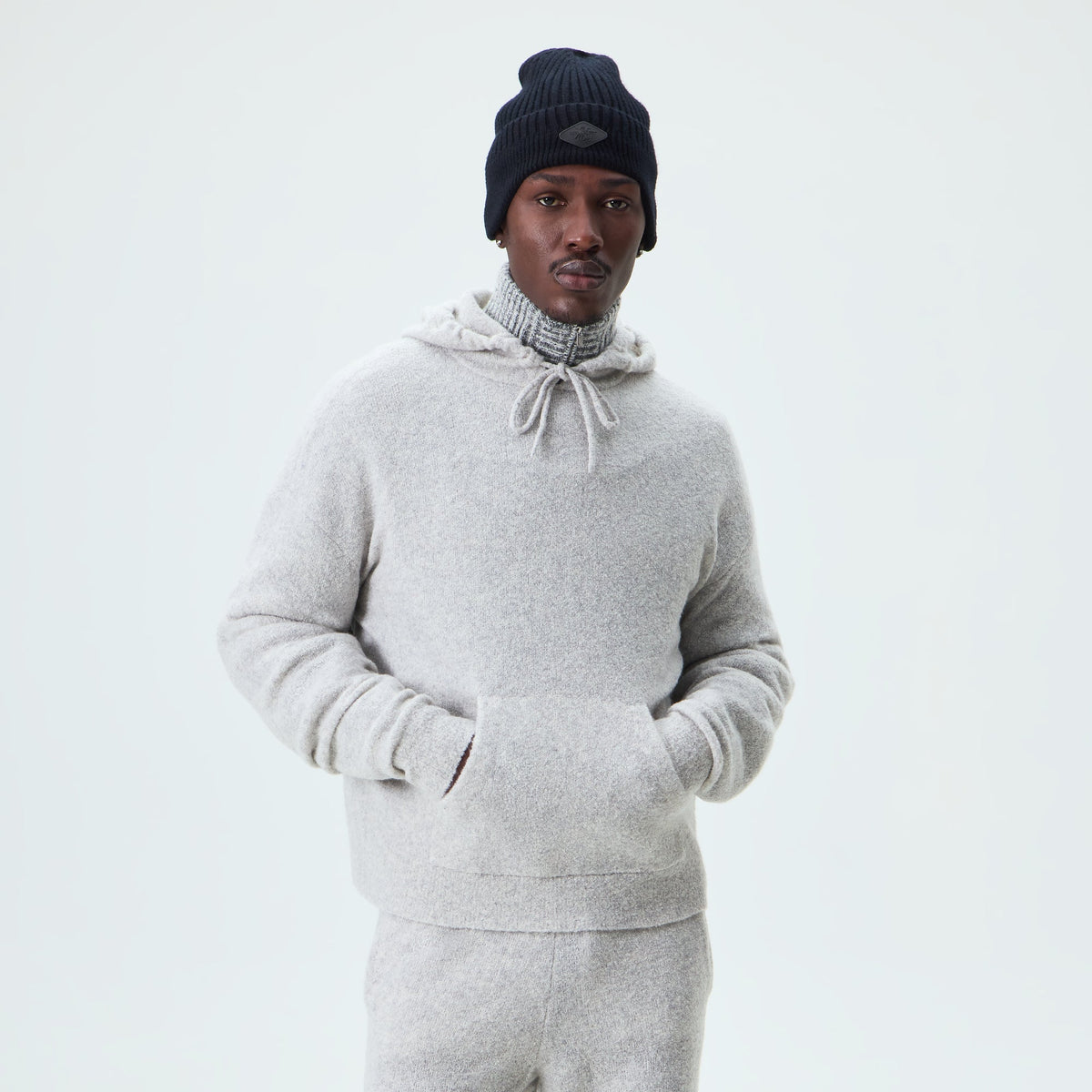 &Kin Cashmere Bennie Full Zip Hoodie - Heather Grey