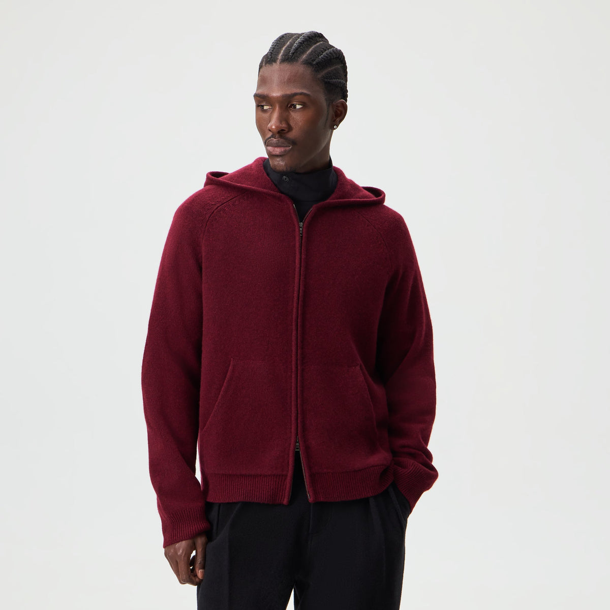 &Kin Cashmere Bennie Full Zip Hoodie - Magma