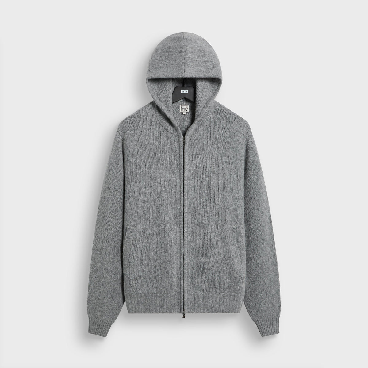 &Kin Wool Cashmere Lionel Full Zip Hoodie - Heather Grey