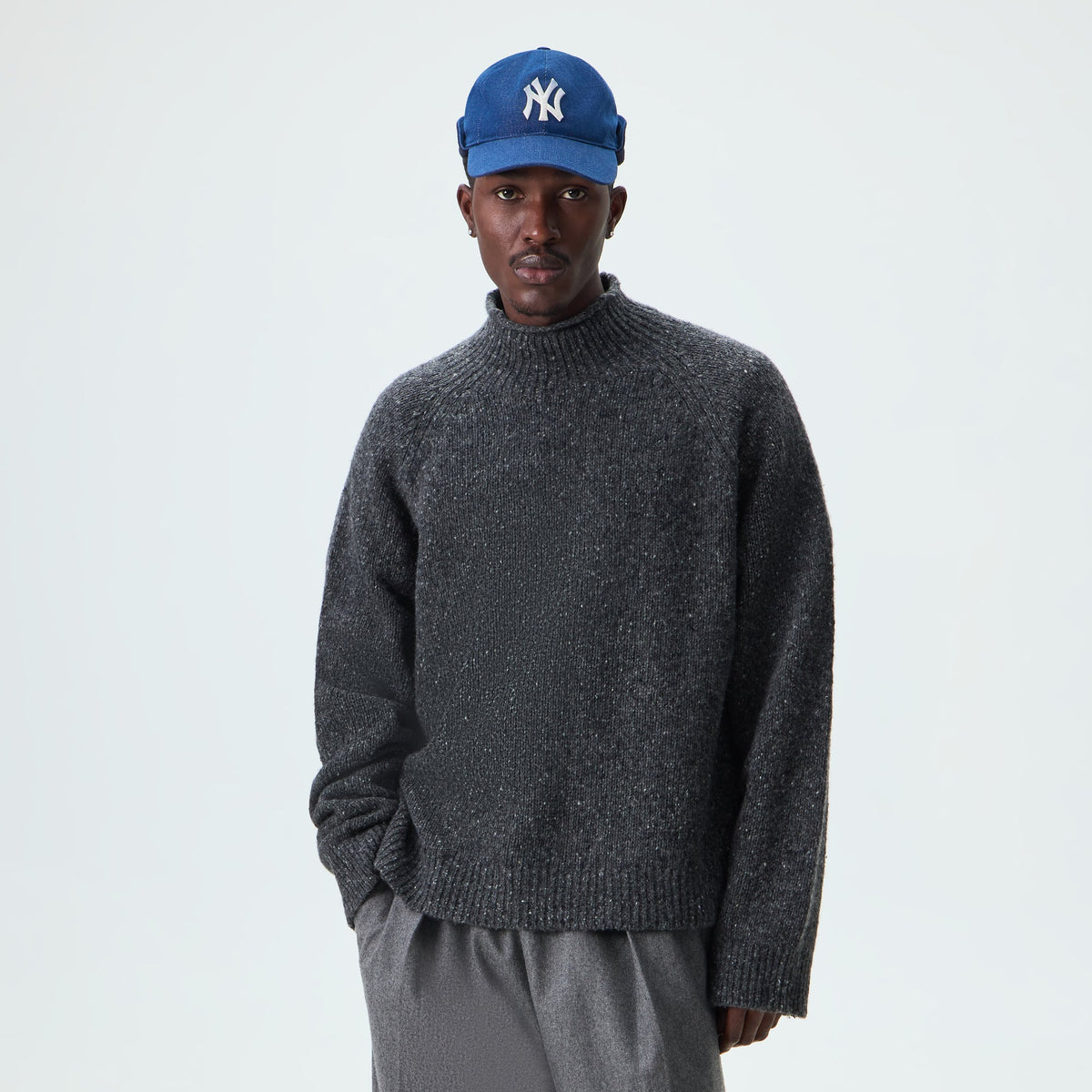 Kith Tegan Mock Neck Sweater - Charcoal