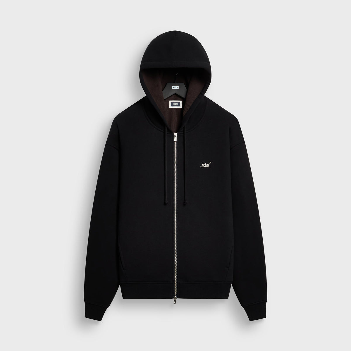 Kith Thermal Lined Fleece Tobias Zip Up Hoodie - Black