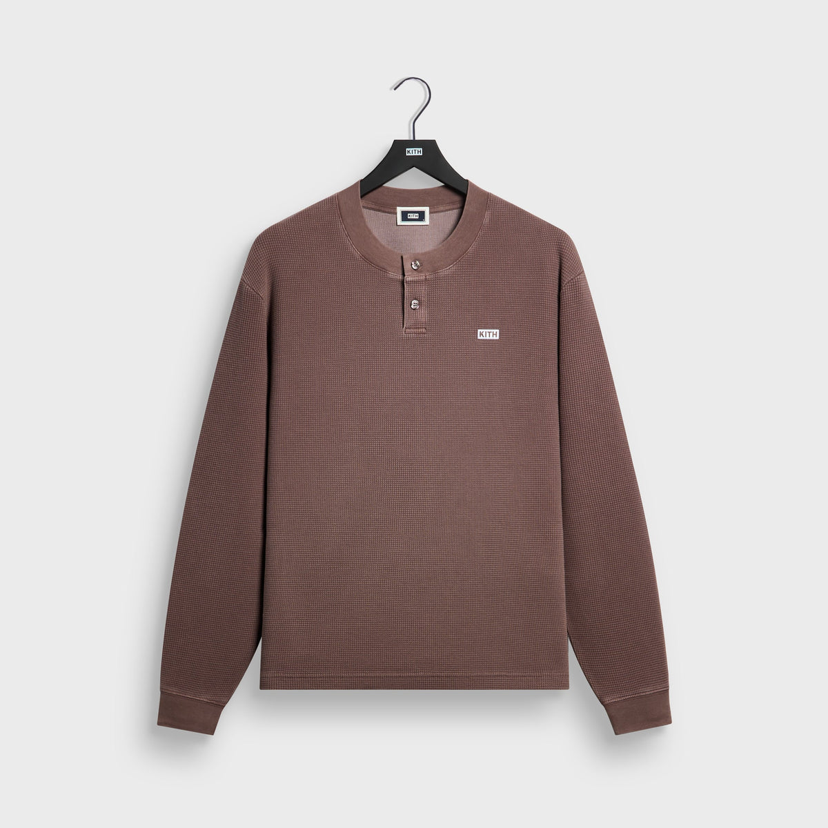 Kith Long Sleeve Waffle Albie Henley - Aubergine