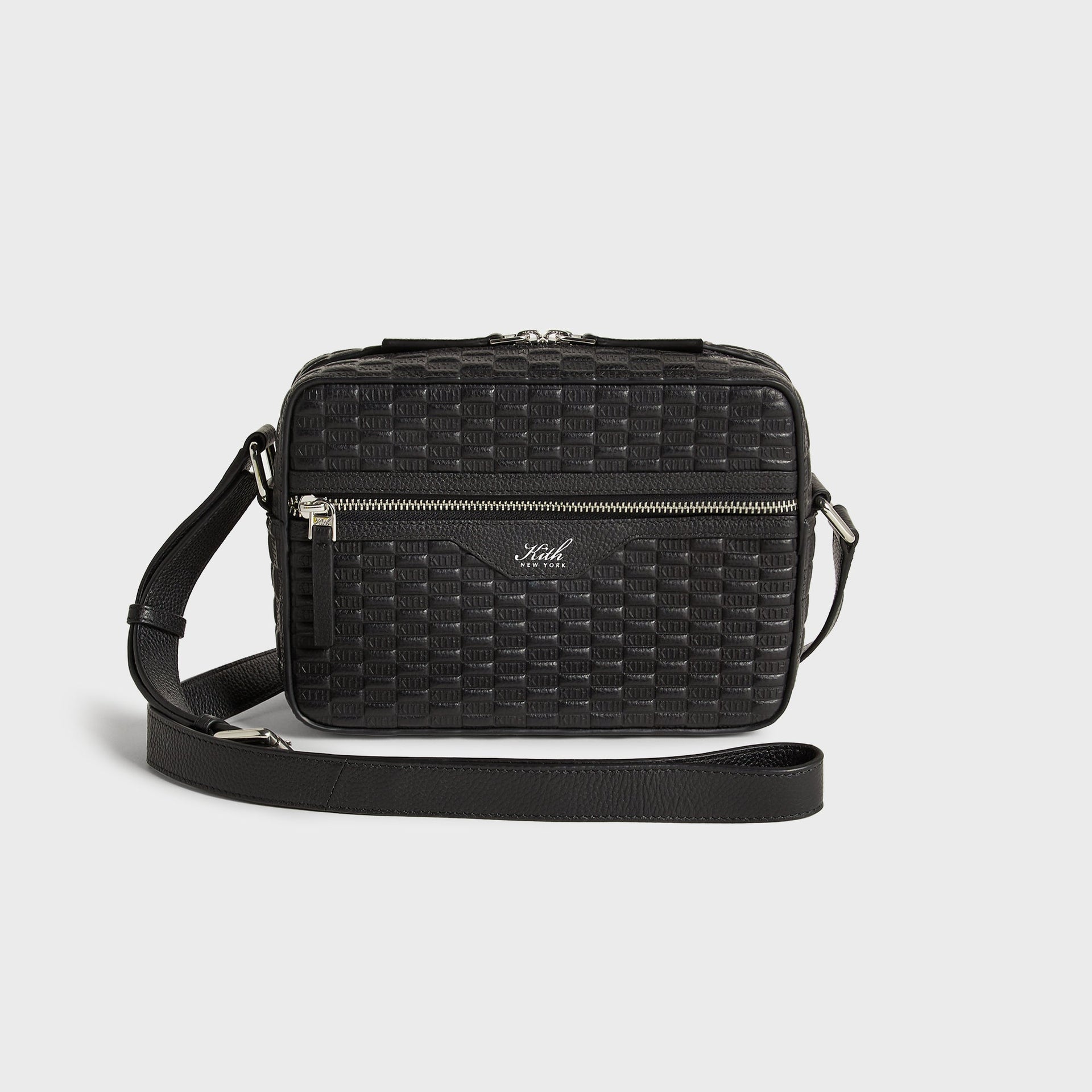 Kith Monogram Tumbled Leather Camera Crossbody Bag - Black - PH