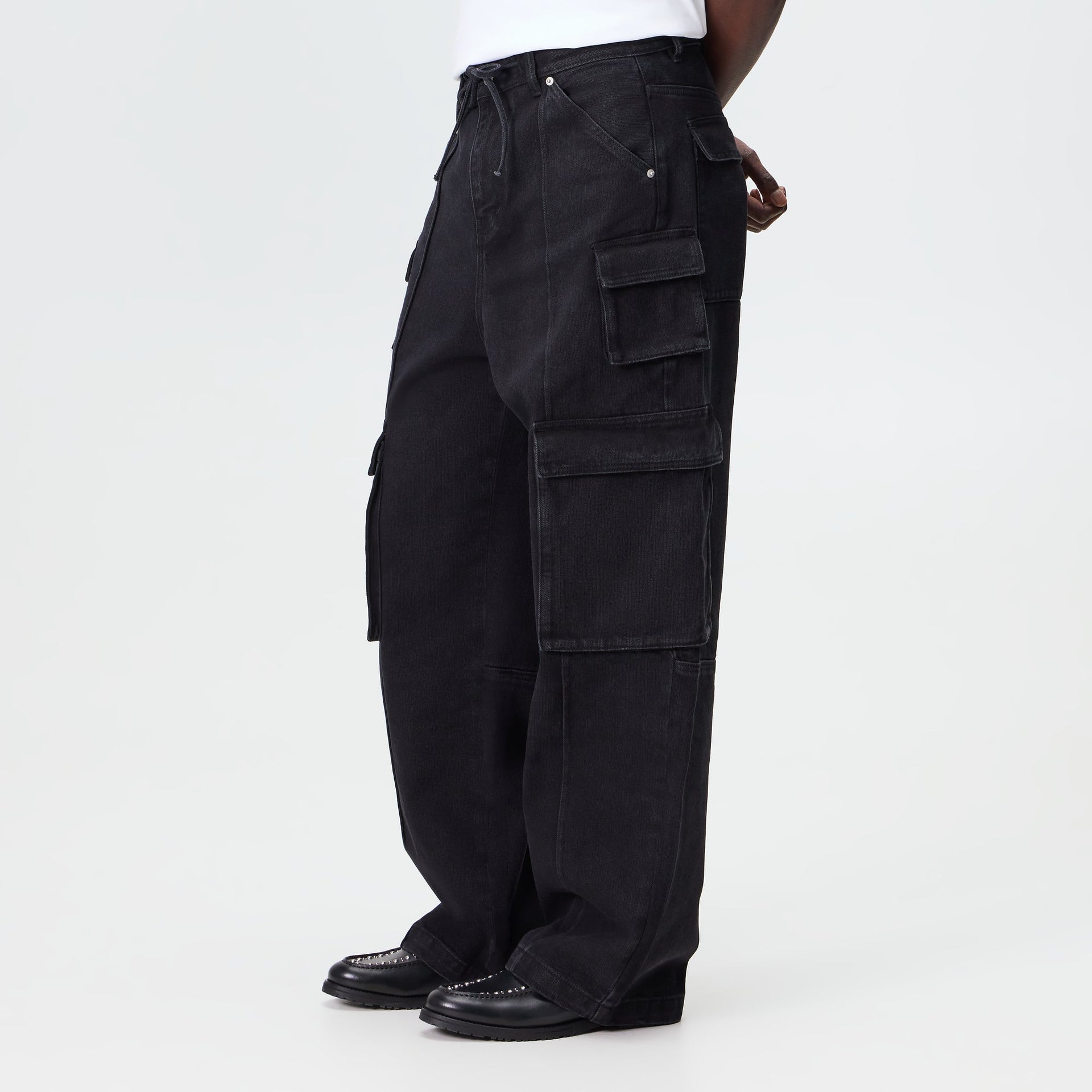 Kith Herringbone Denim Zane Cargo Pant - Black