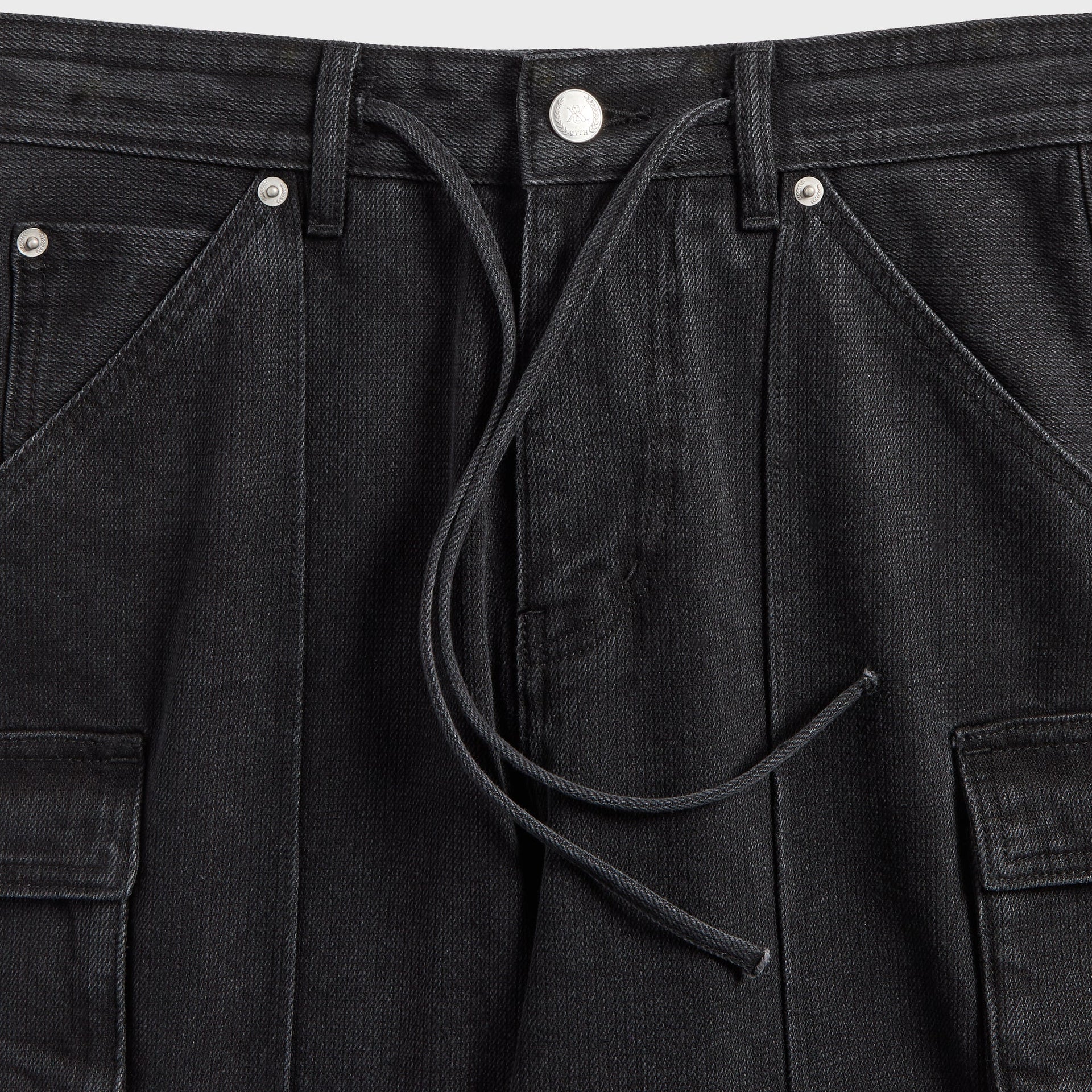 Kith Herringbone Denim Zane Cargo Pant - Black