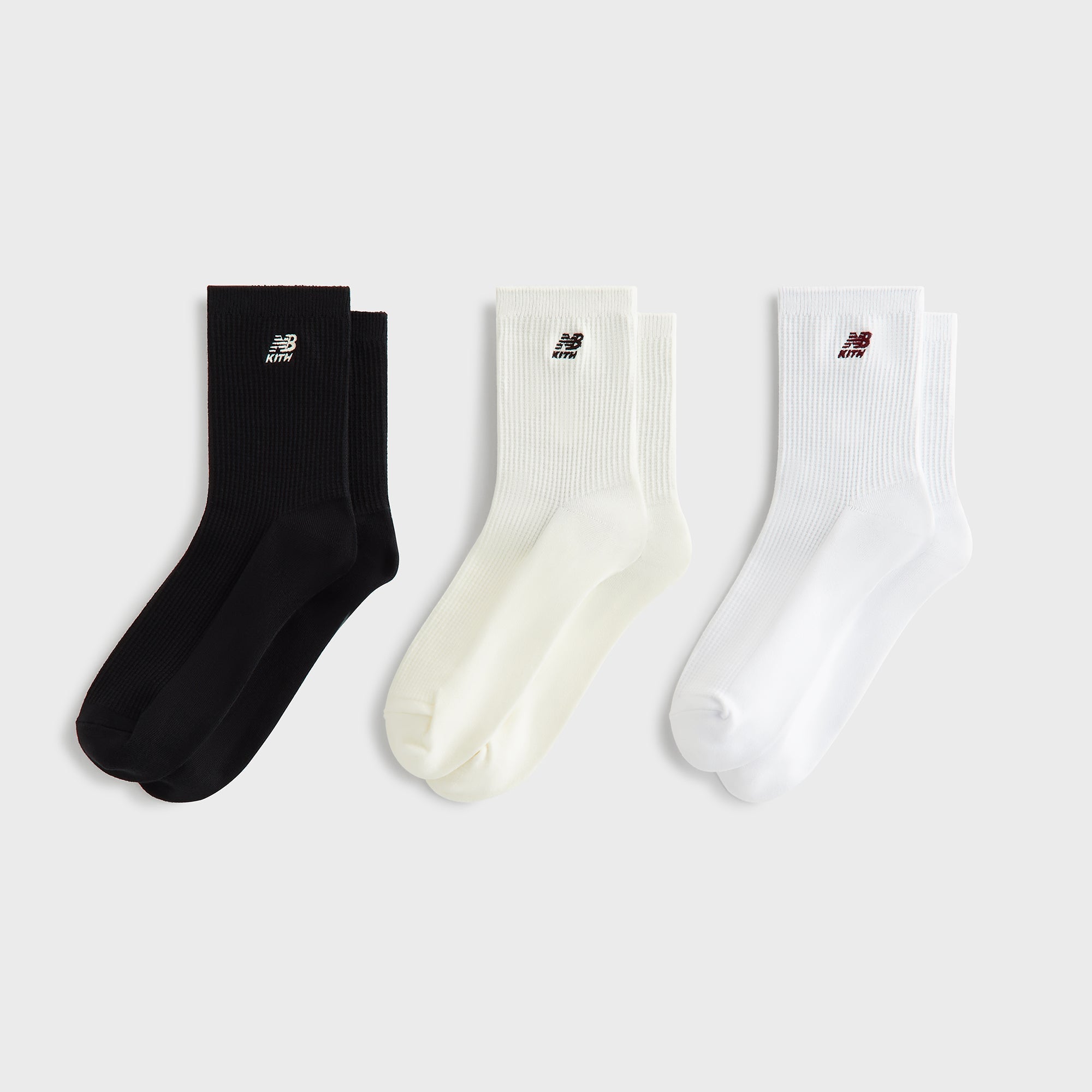 Kith & New Balance Mid Crew Waffle Knit 3-Pack Crew Socks - Multi