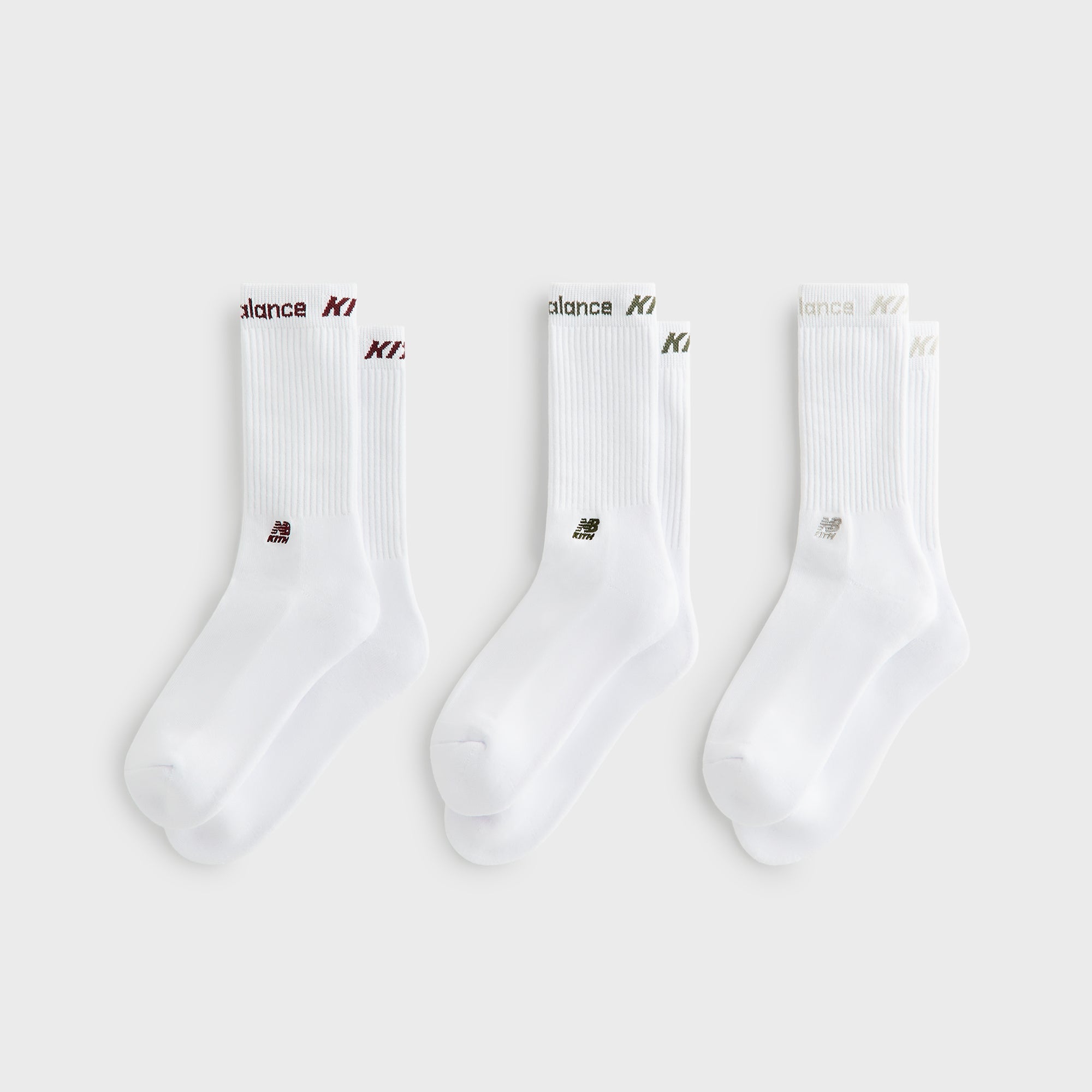 Kith & New Balance Contrast Cuff 3-Pack Crew Socks - White – Kith