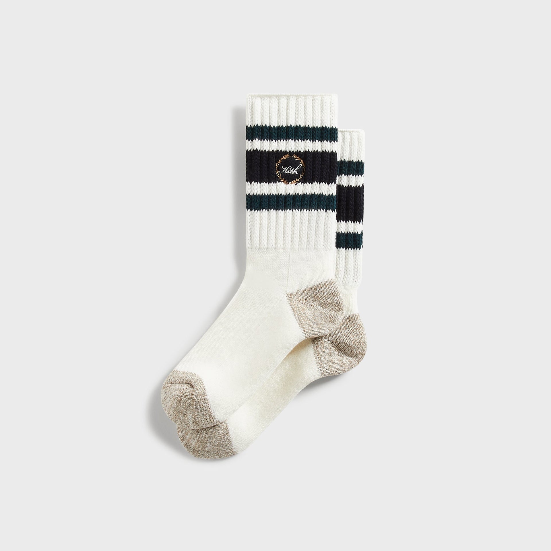 Kith Laurel Stripe Cotton Chunky Crew Socks - Silk