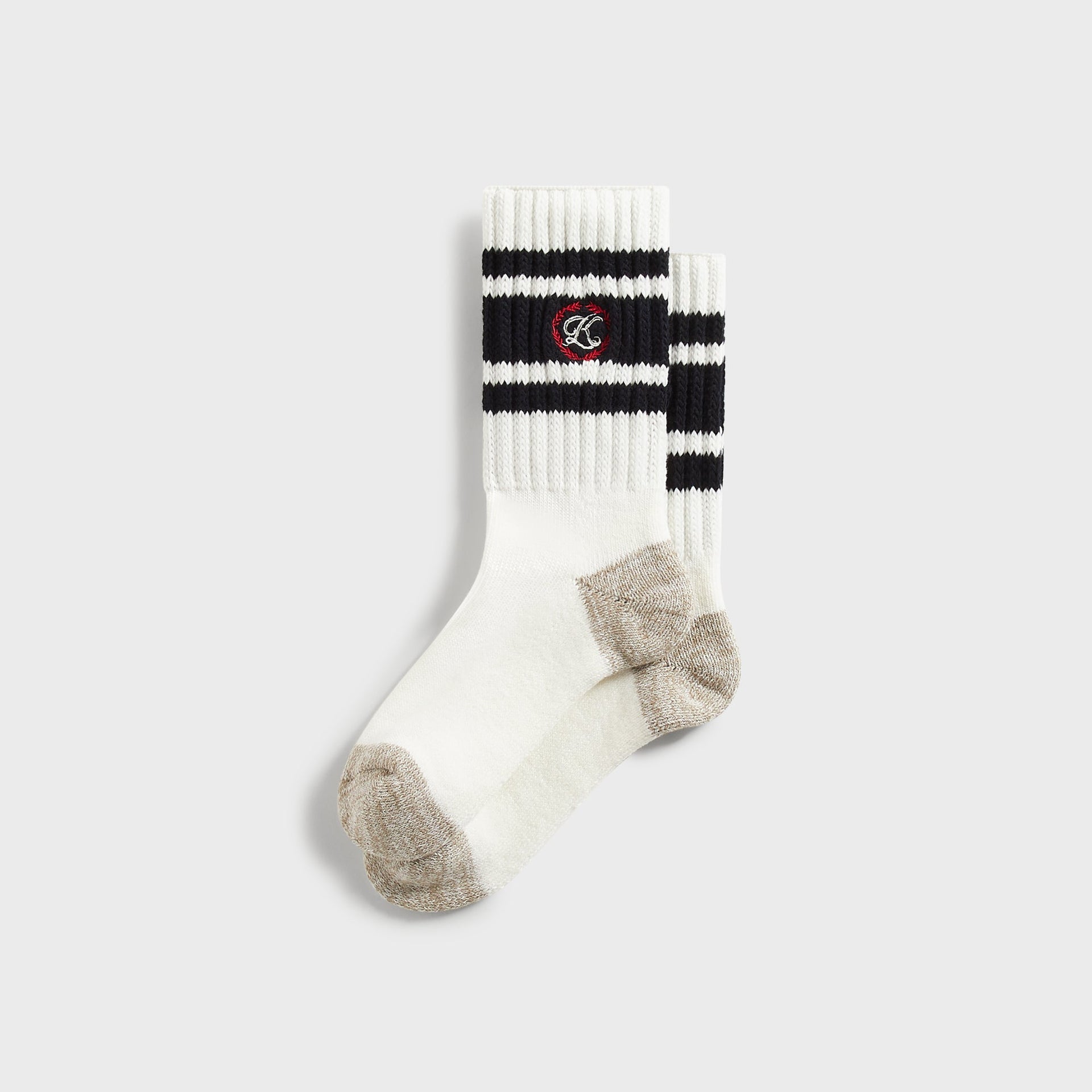 Kith Script K Laurel Stripe Cotton Chunky Crew Socks - White