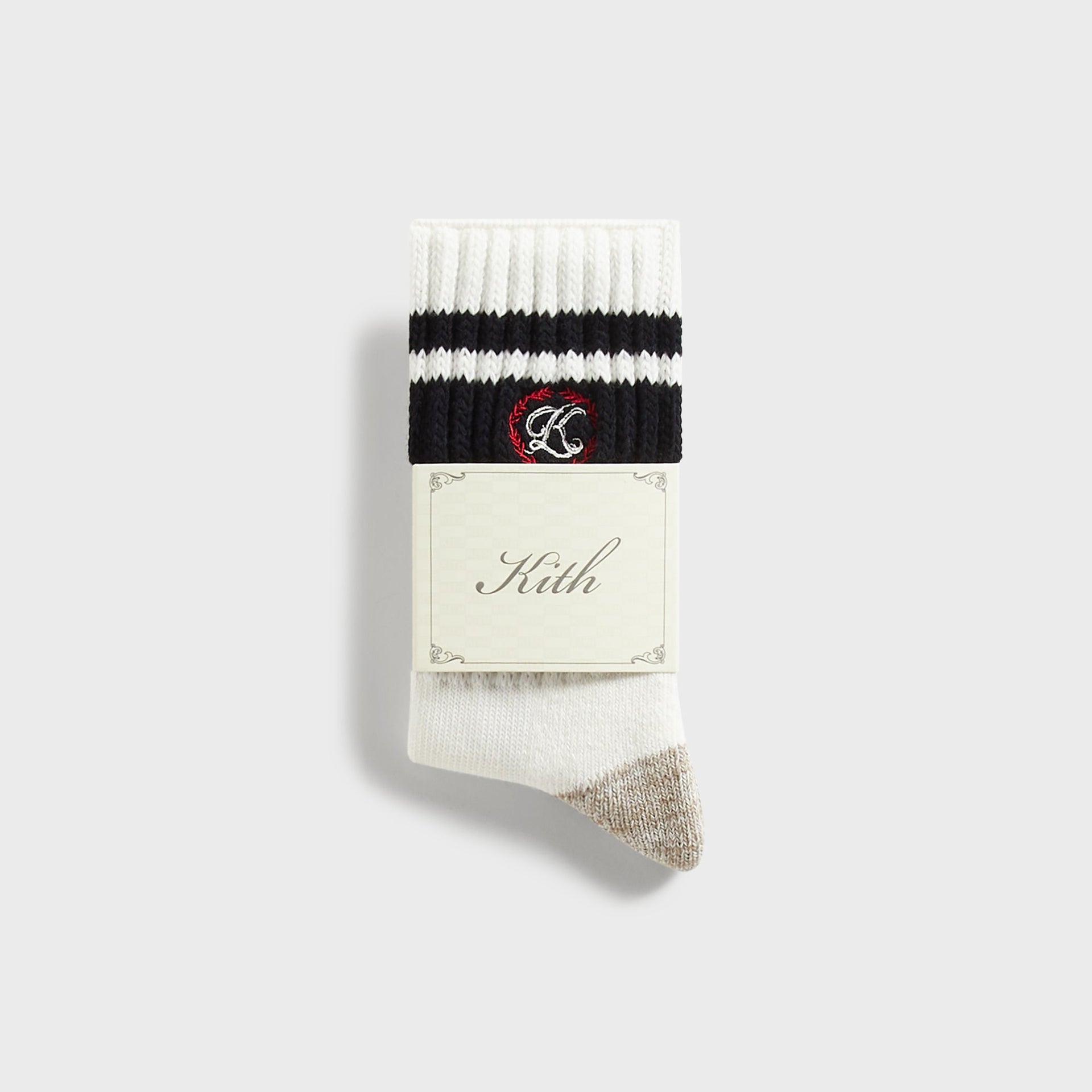 Kith Script K Laurel Stripe Cotton Chunky Crew Socks - White