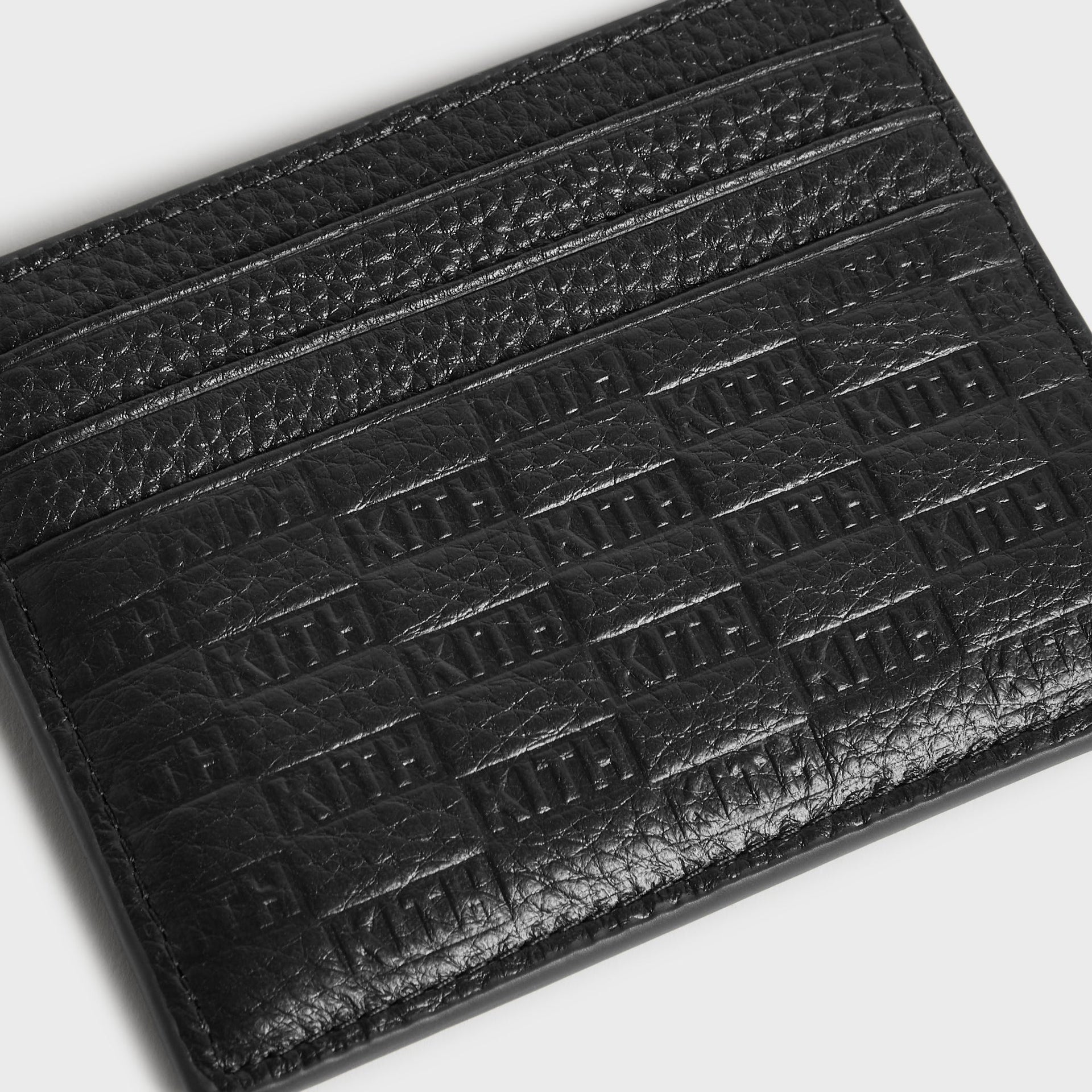 Kith Monogram Tumbled Leather Card Holder - Black - PH