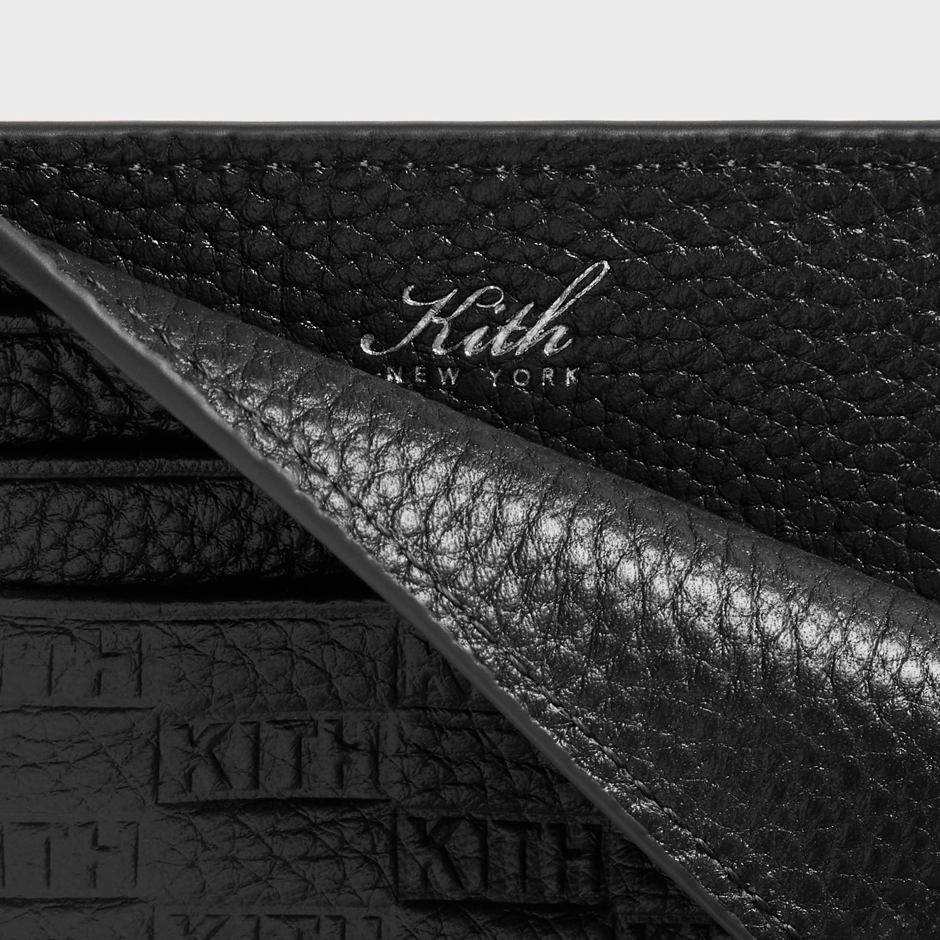 Kith Monogram Tumbled Leather Card Holder - Black