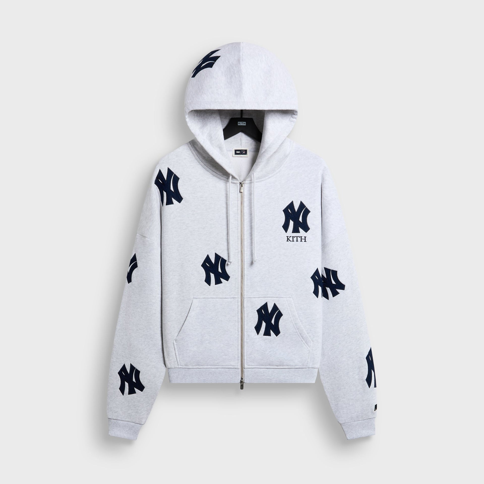 Kith for the New York Yankees Vintage Braxton Zip Hoodie - Light Heather Grey